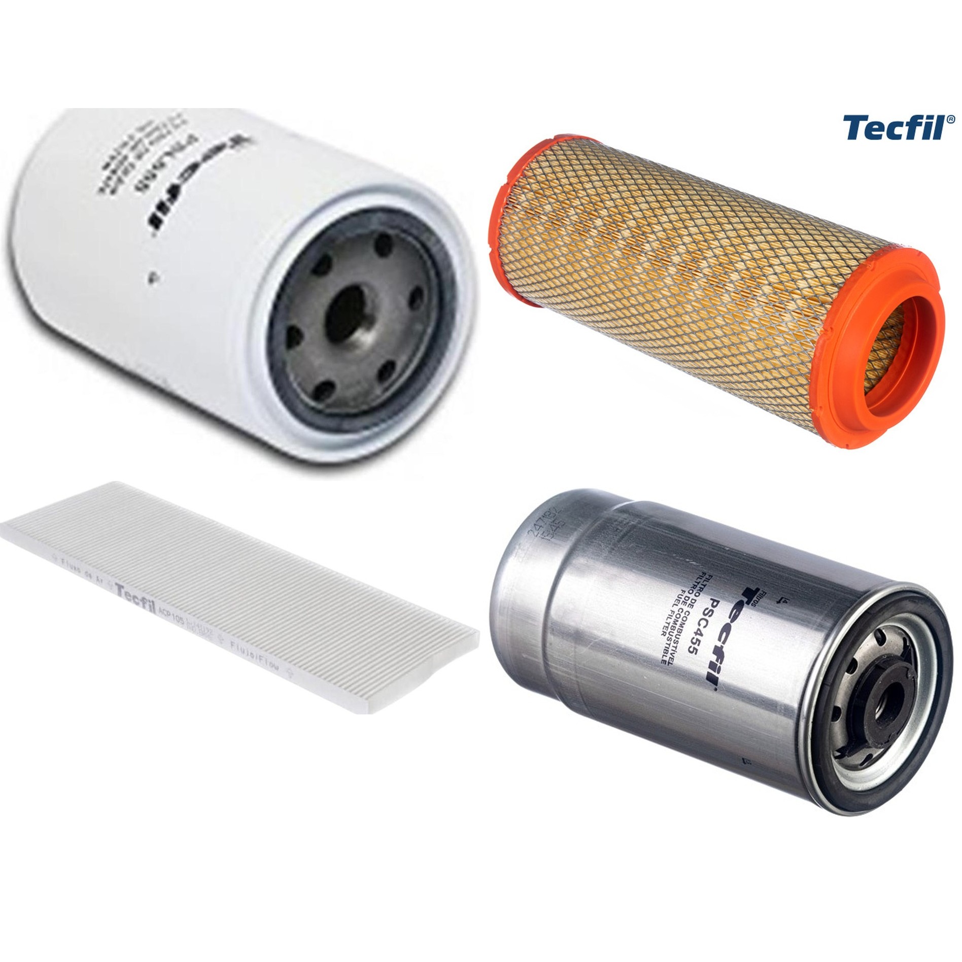 Kit Filtros de Ar do Motor, Óleo, Cabine e Combustível - Tecfil - ACP105 / ARS8234 / PSC455 / PSL655