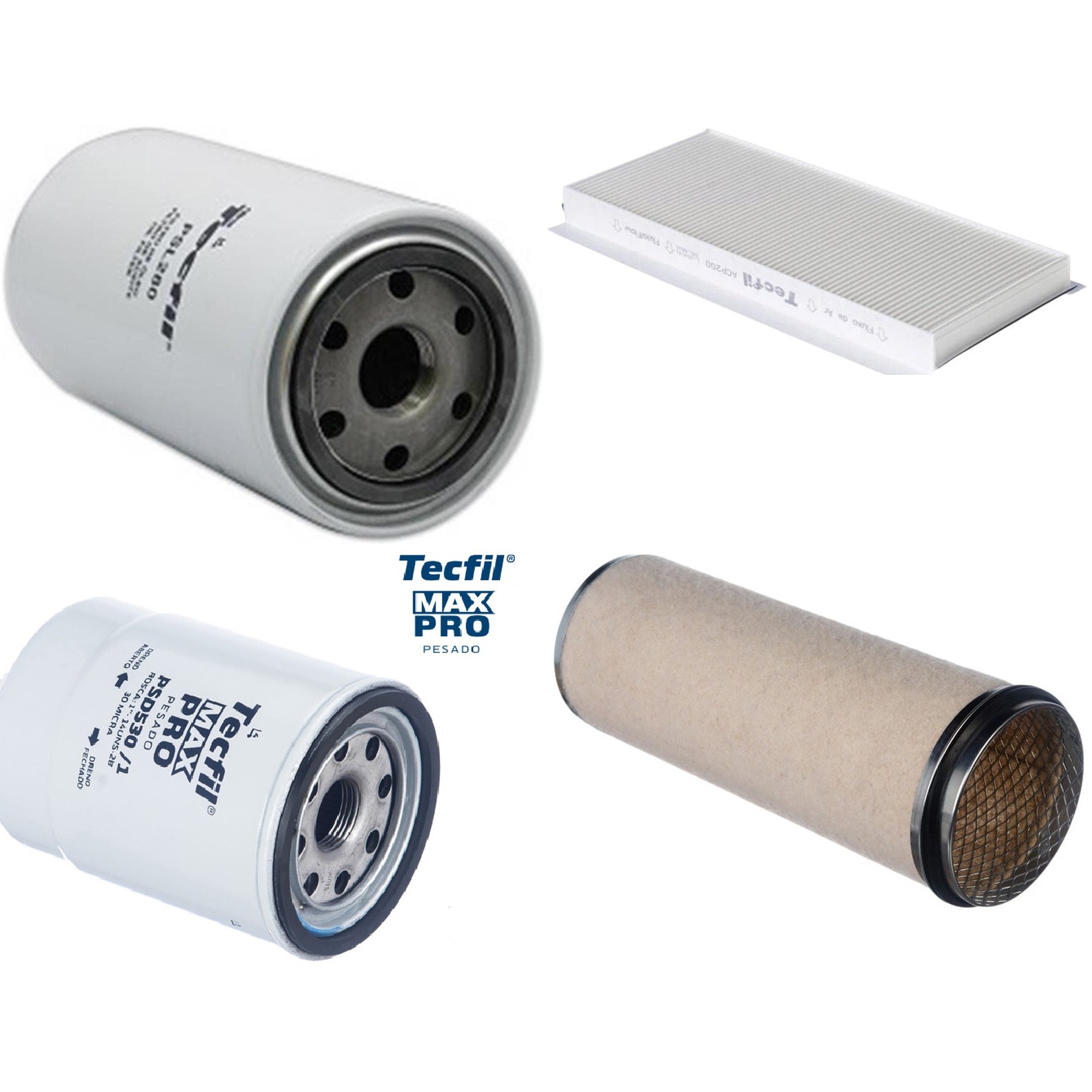 Kit Filtros de Ar do Motor, Óleo, Cabine e Combustível - Tecfil - ACP200 / AS835 / PSD530/1 / PSL280