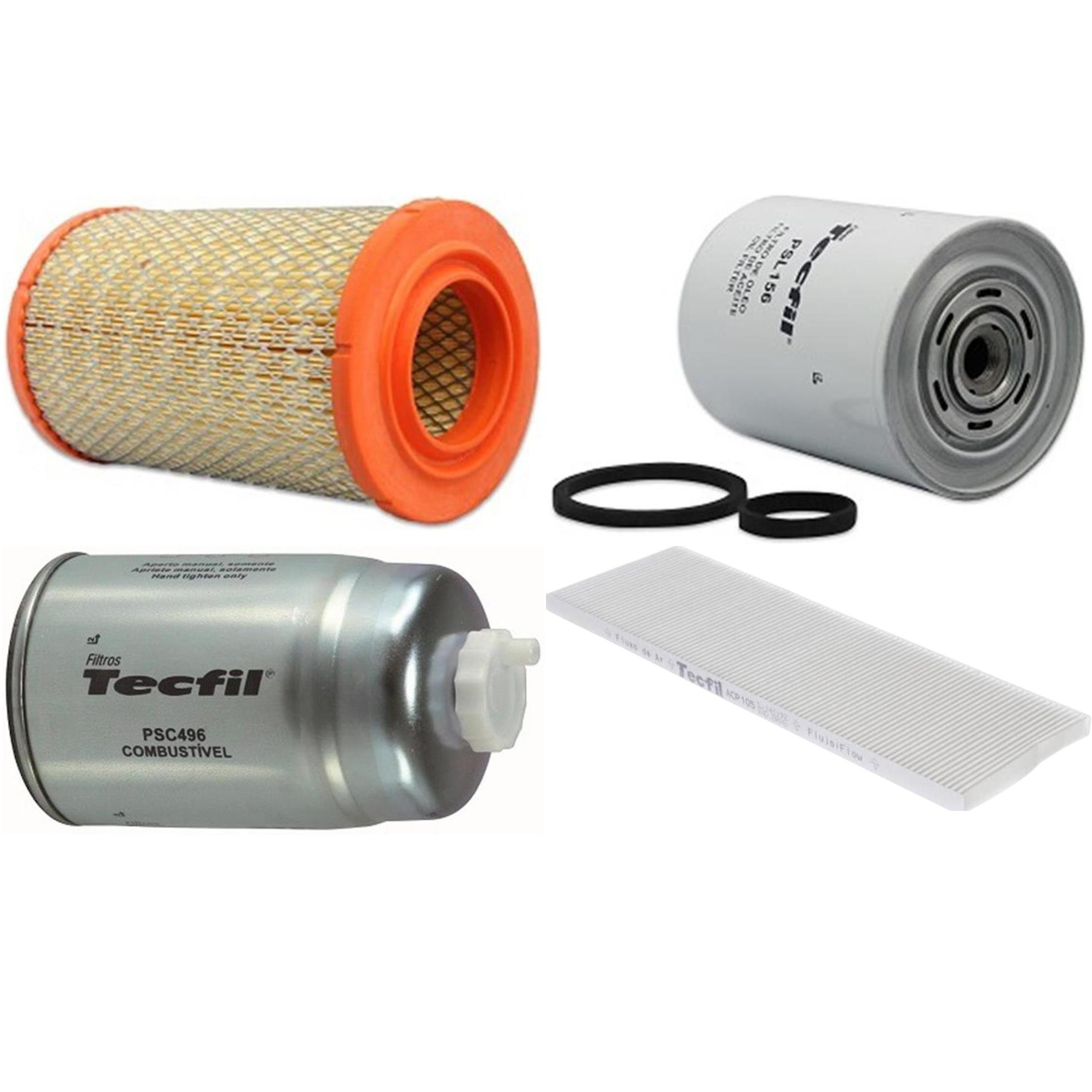 Kit Filtros de Ar do Motor, Óleo, Cabine e Combustível - Tecfil - ACP105 / ARS1013 / PSC496 / PSL156