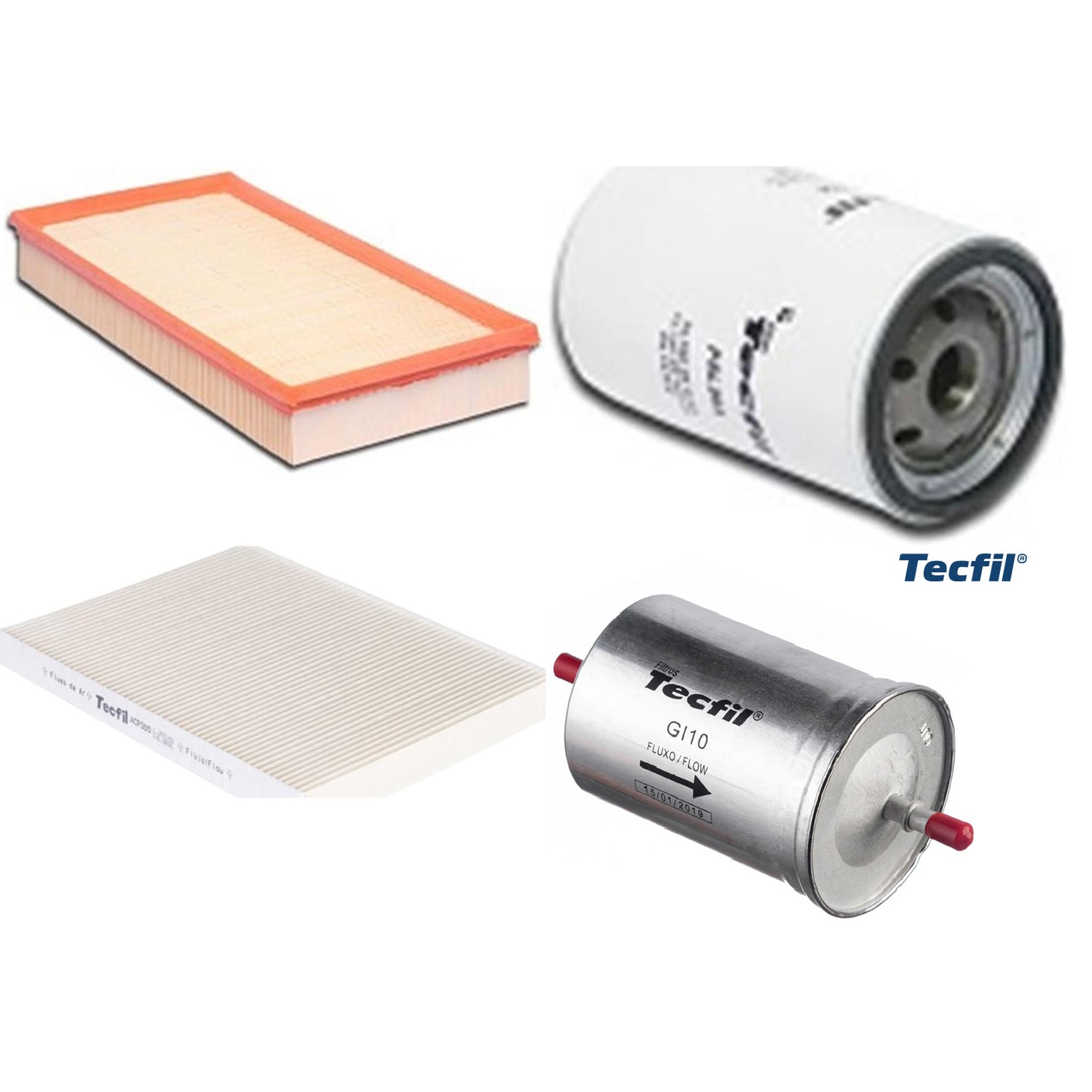 Kit Filtros de Ar do Motor, Óleo, Cabine e Combustível - Tecfil - ACP300 / ARL6093 / GI10 / PSL564