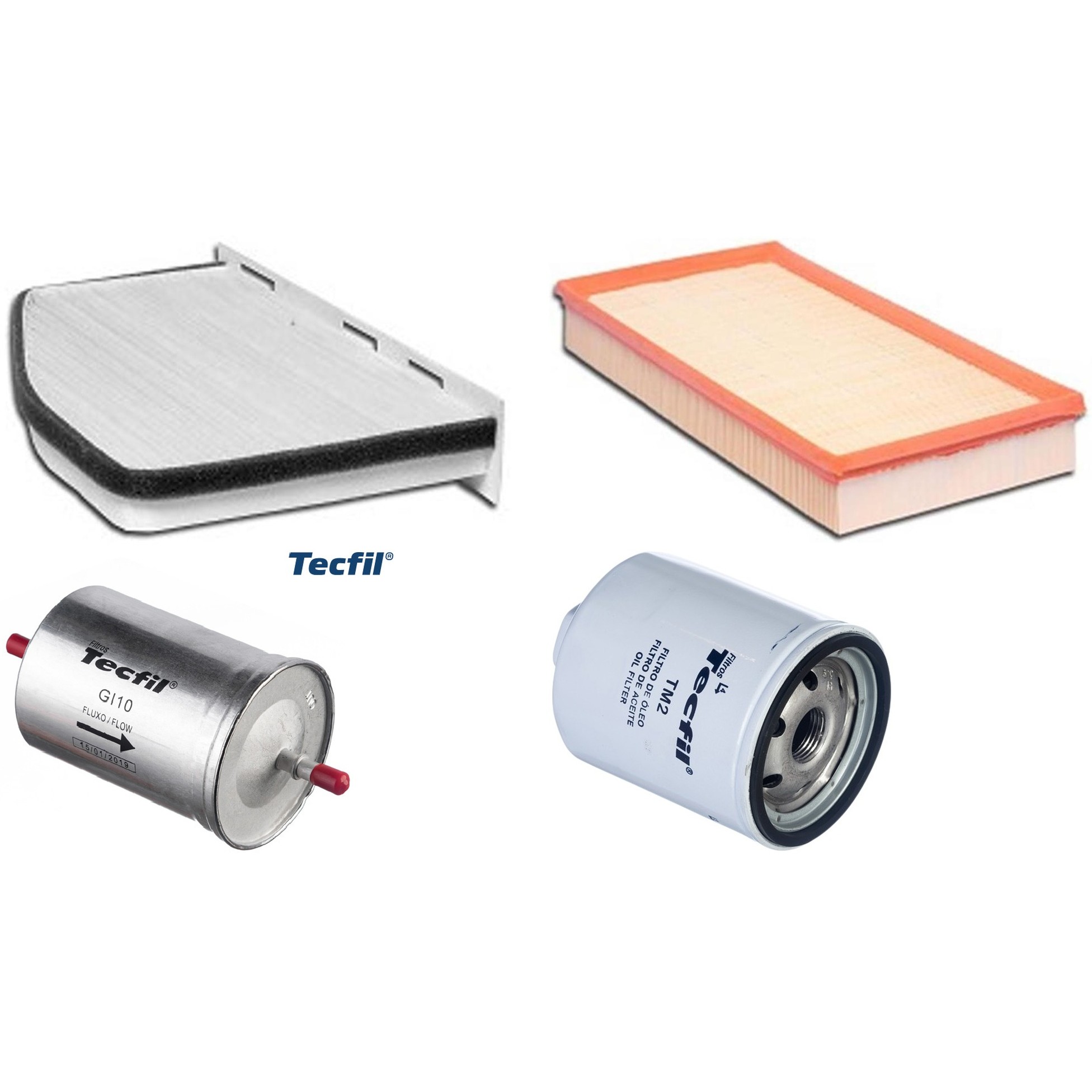 Kit Filtros de Ar do Motor, Óleo, Cabine e Combustível - Tecfil - ACP309 / ARL6093 / GI10 / PSL34MP-(TM2)