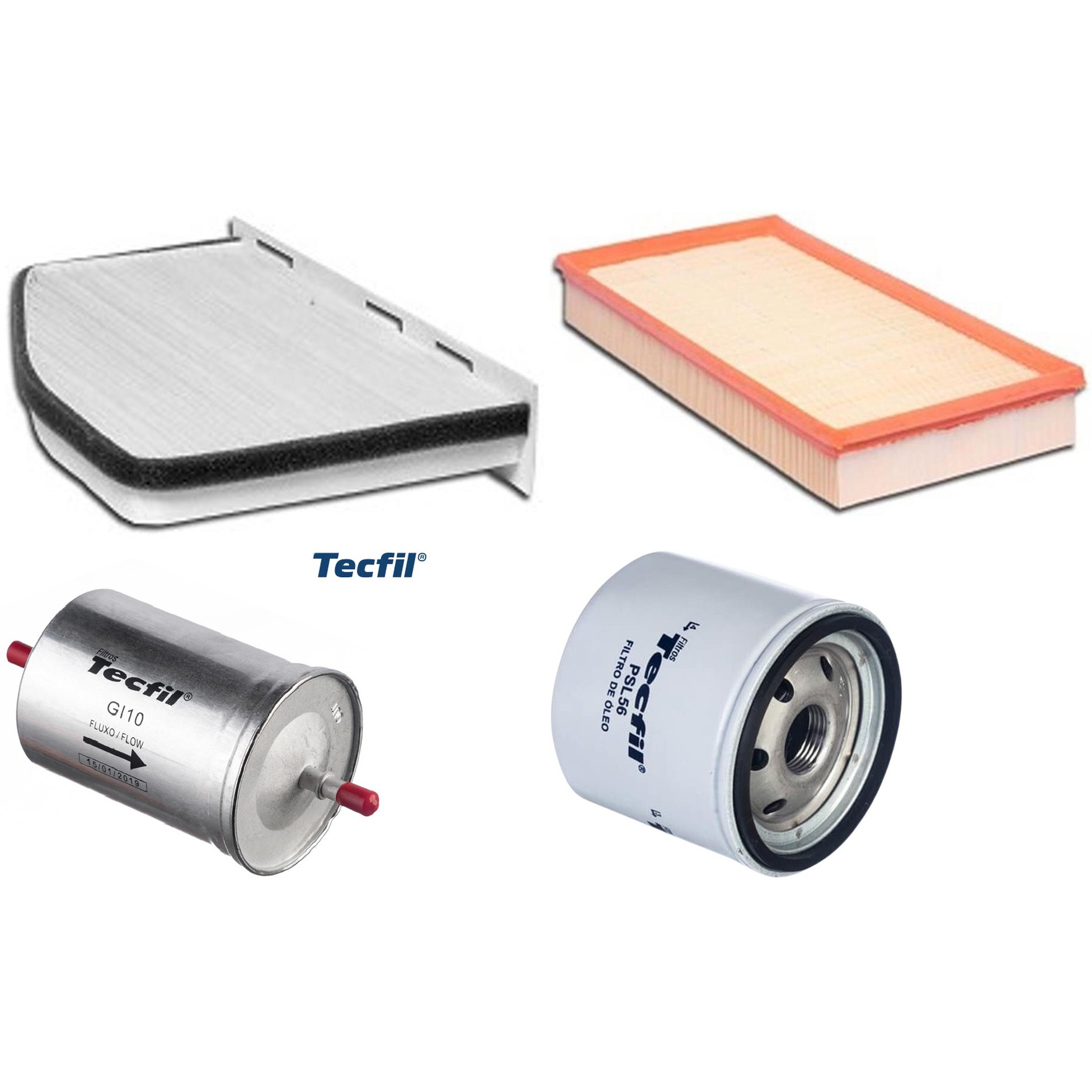 Kit Filtros de Ar do Motor, Óleo, Cabine e Combustível - Tecfil - ACP309 / ARL6093 / GI10 / PSL56