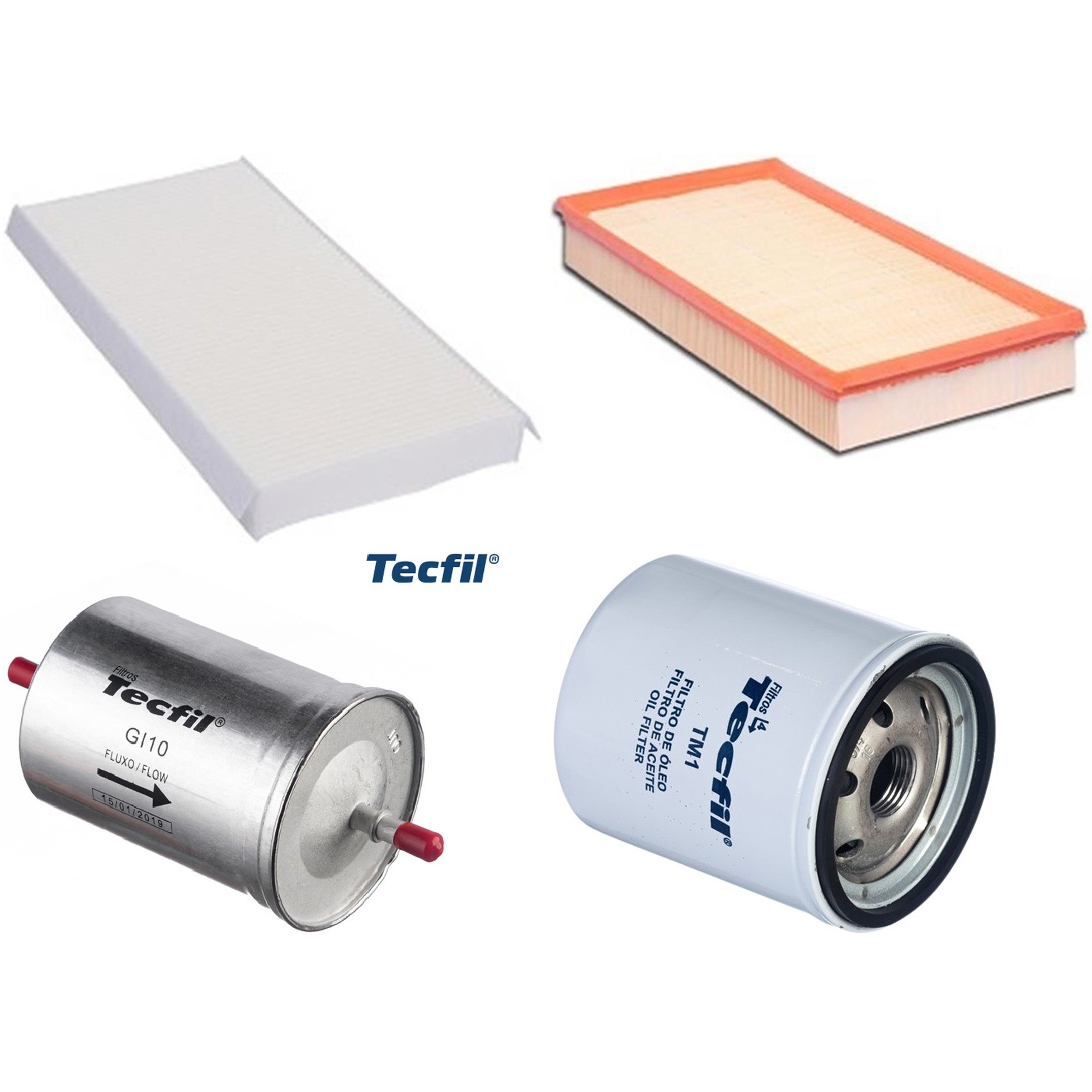 Kit Filtros de Ar do Motor, Óleo, Cabine e Combustível - Tecfil - ACP305 / ARL6093 / GI10 / PSL34M-(TM1)
