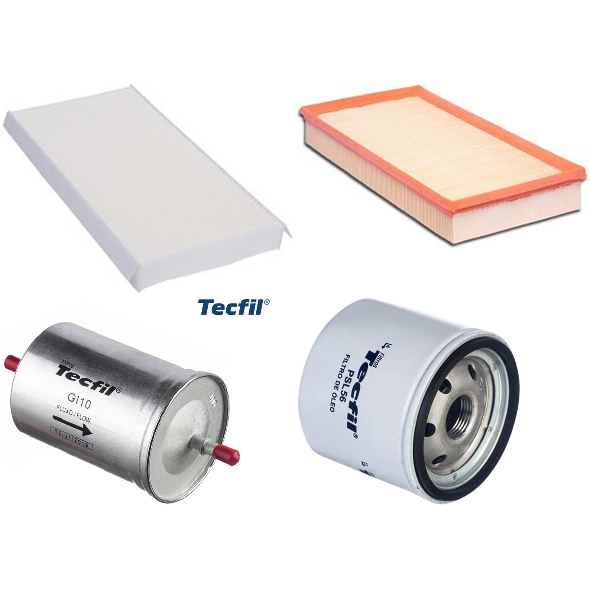 Kit Filtros de Ar do Motor, Óleo, Cabine e Combustível - Tecfil - ACP305 / ARL6093 / GI10 / PSL56