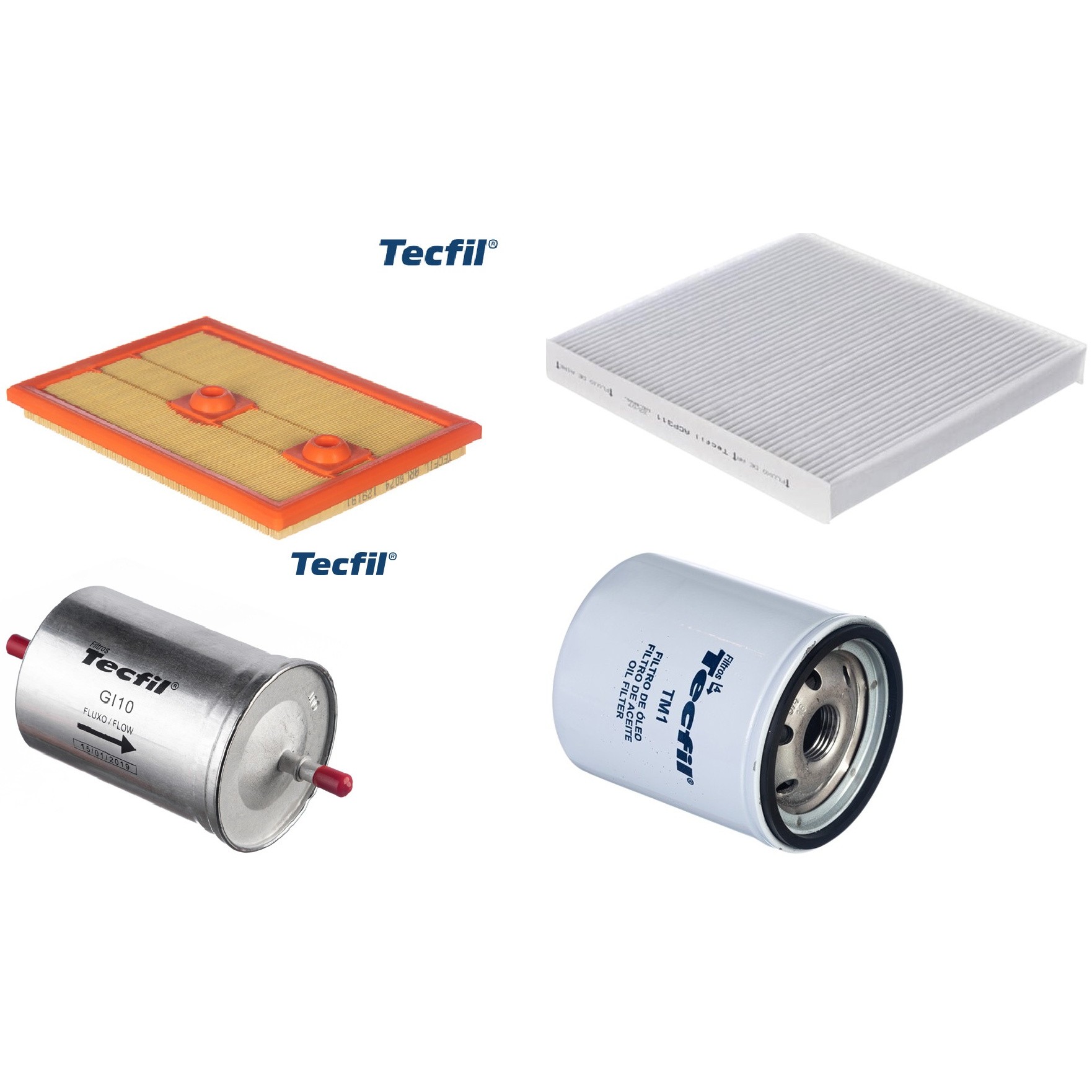 Kit Filtros de Ar do Motor, Óleo, Cabine e Combustível - Tecfil - ACP311 / ARL6074 / GI10 / PSL34M-(TM1)