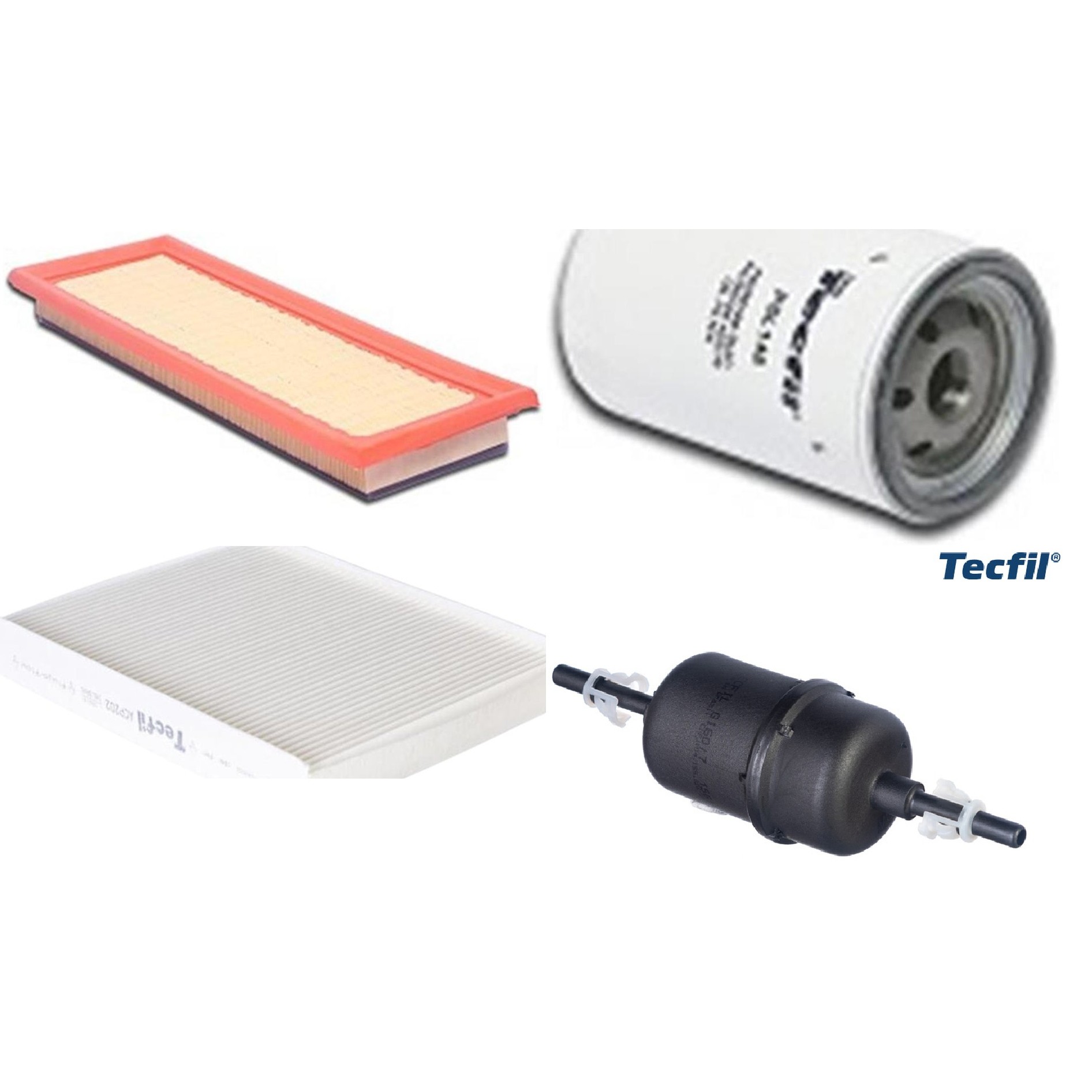 Kit Filtros de Ar do Motor, Óleo, Cabine e Combustível - Tecfil - ACP202 / ARL9609 / GI60/7 / PSL148
