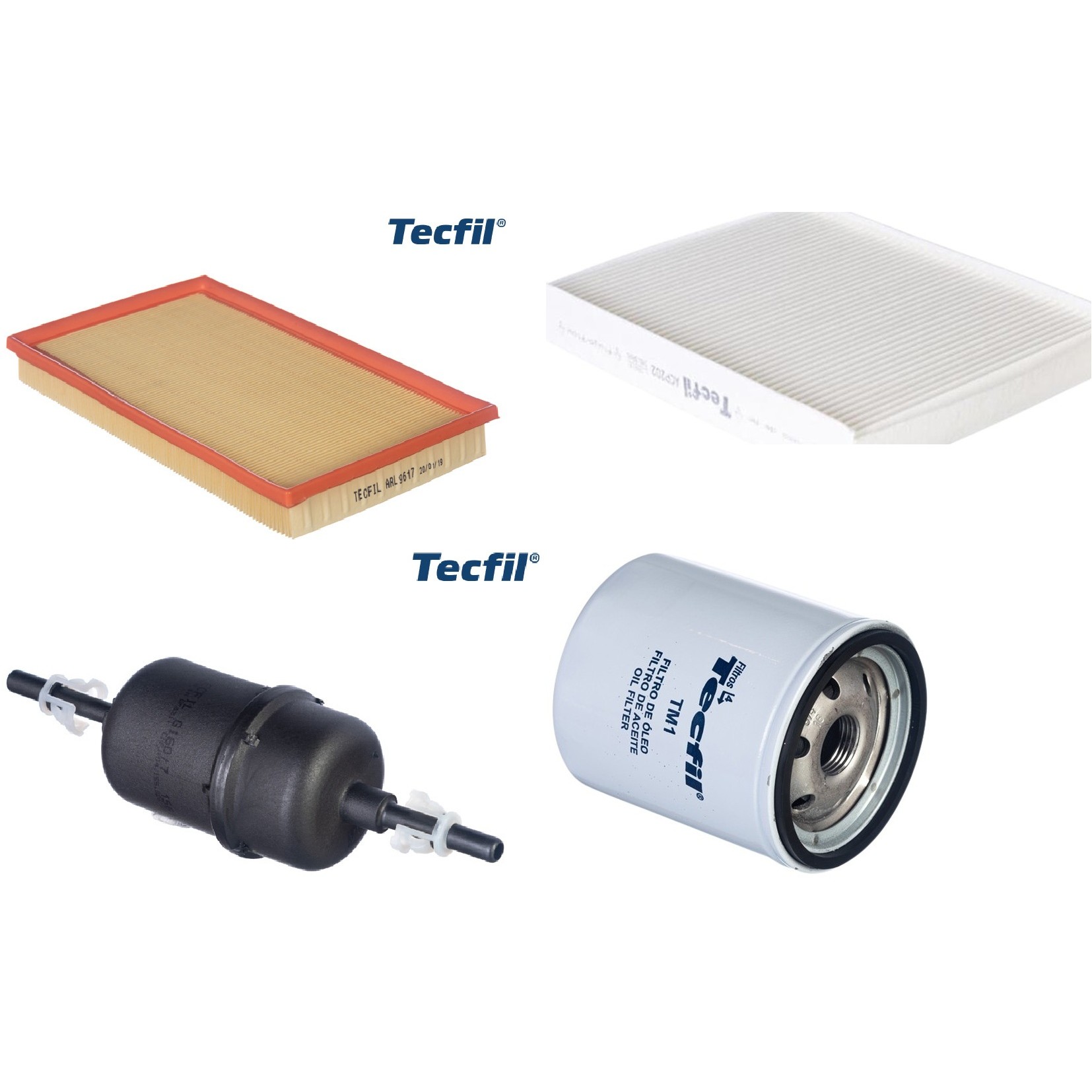 Kit Filtros de Ar do Motor, Óleo, Cabine e Combustível - Tecfil - ACP202 / ARL9617 / GI60/7 / PSL34M-(TM1)