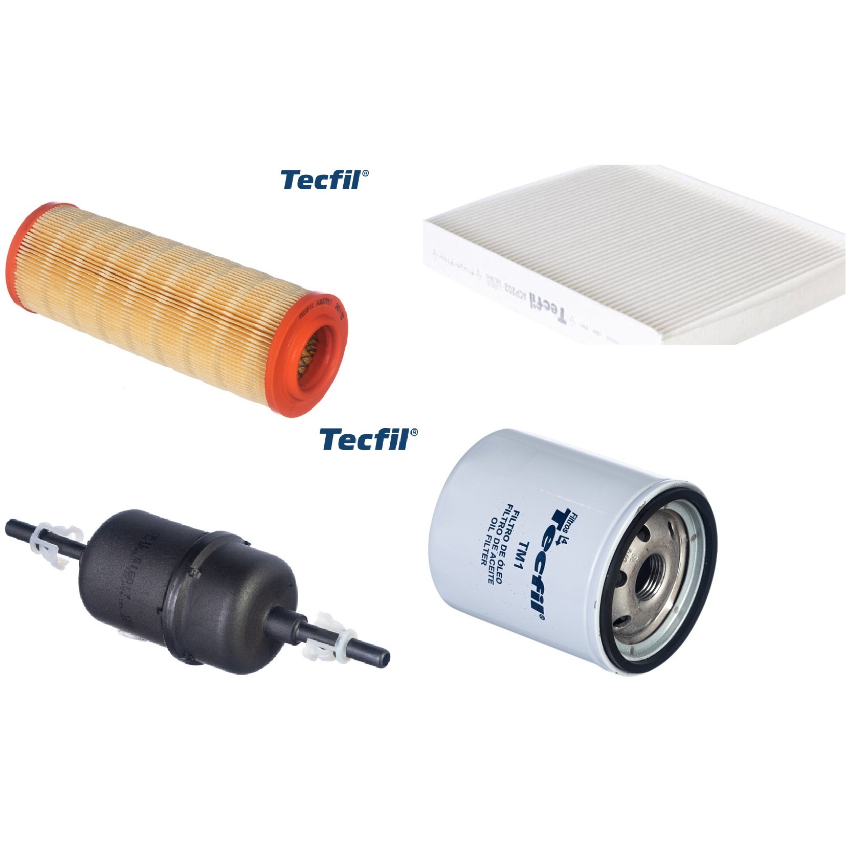 Kit Filtros de Ar do Motor, Óleo, Cabine e Combustível - Tecfil - ACP202 / ARS7991 / GI60/7 / PSL34M-(TM1)