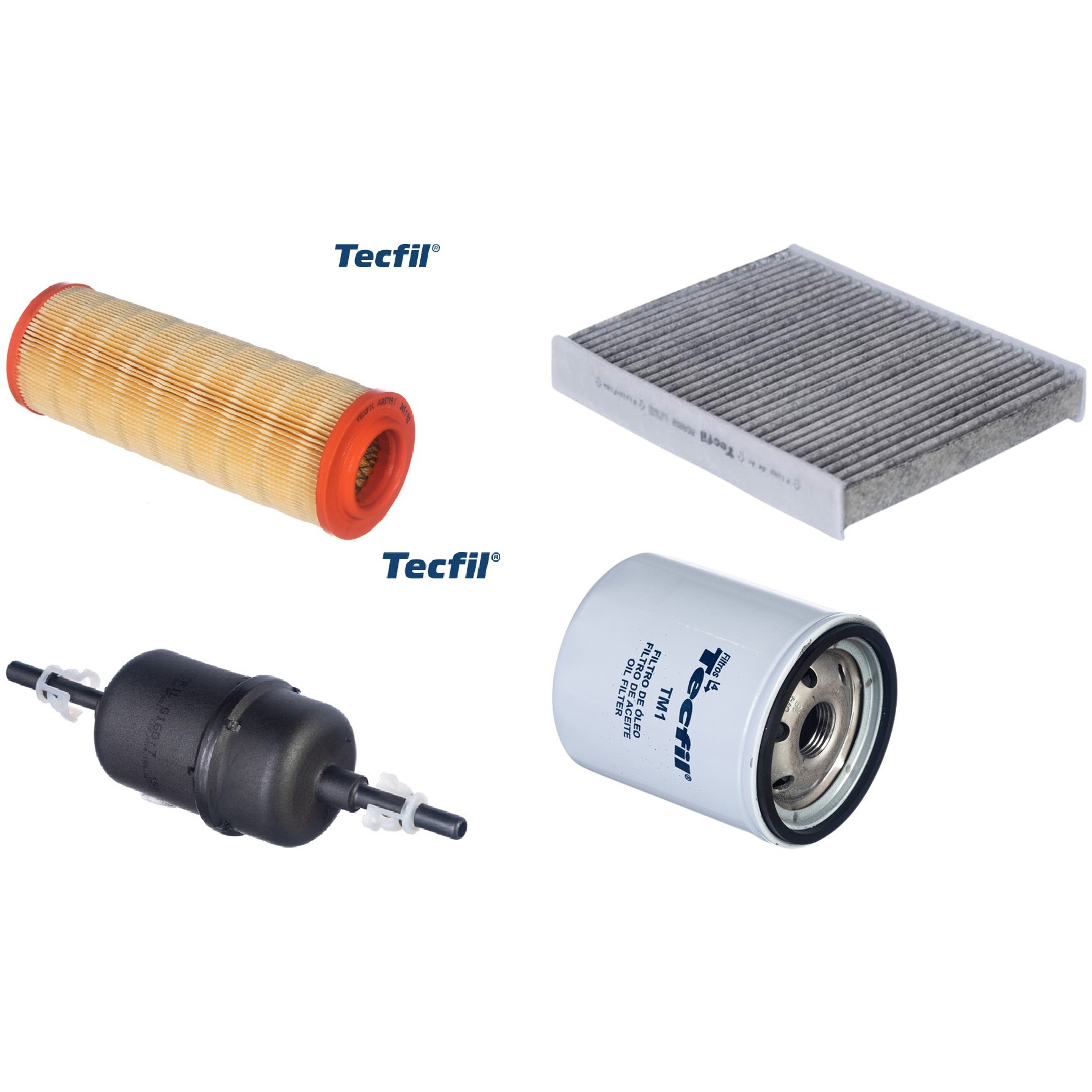 Kit Filtros de Ar do Motor, Óleo, Cabine e Combustível - Tecfil - ACA202 / ARS7991 / GI60/7 / PSL34M-(TM1)