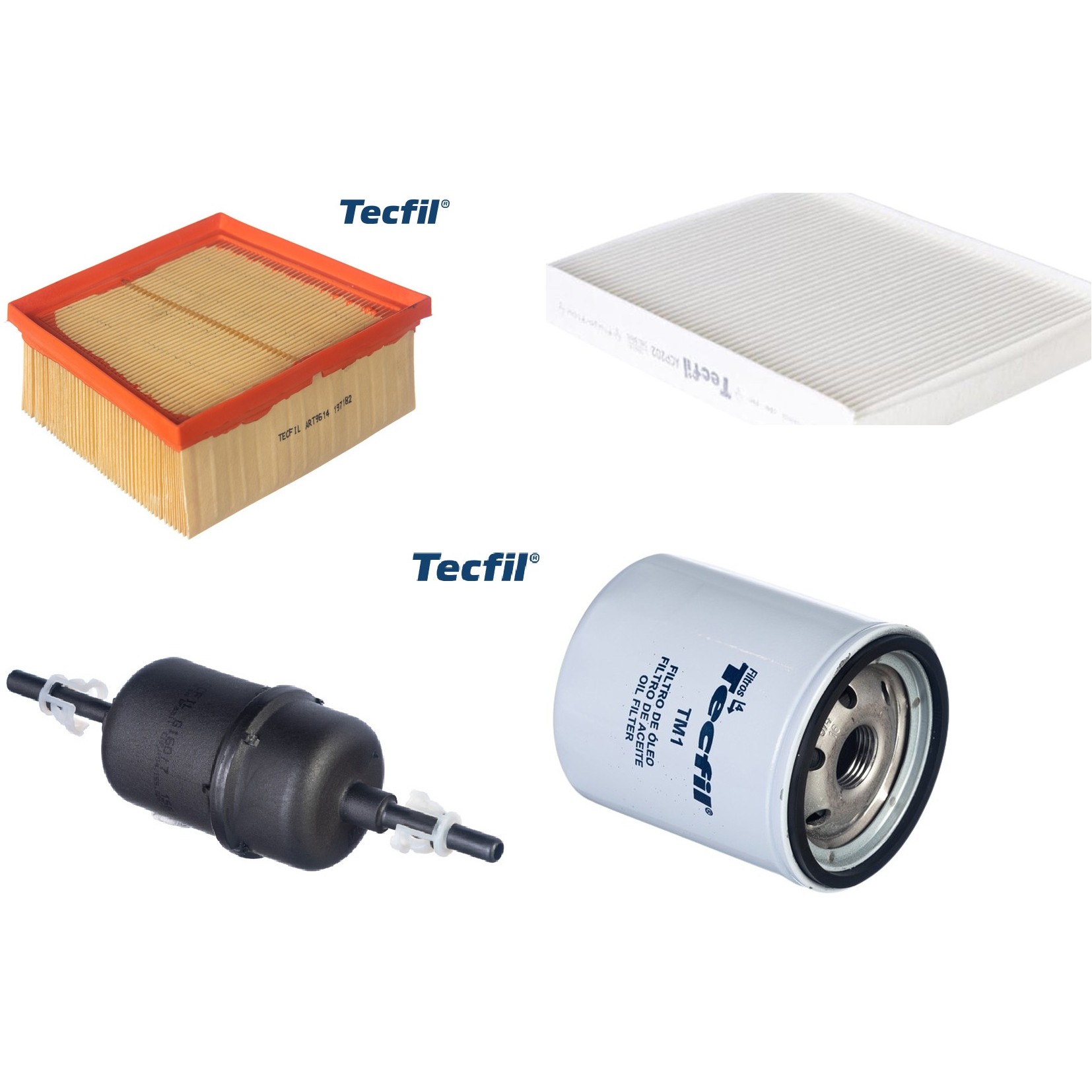 Kit Filtros de Ar do Motor, Óleo, Cabine e Combustível - Tecfil - ACP202 / ART9614 / GI60/7 / PSL34M-(TM1)