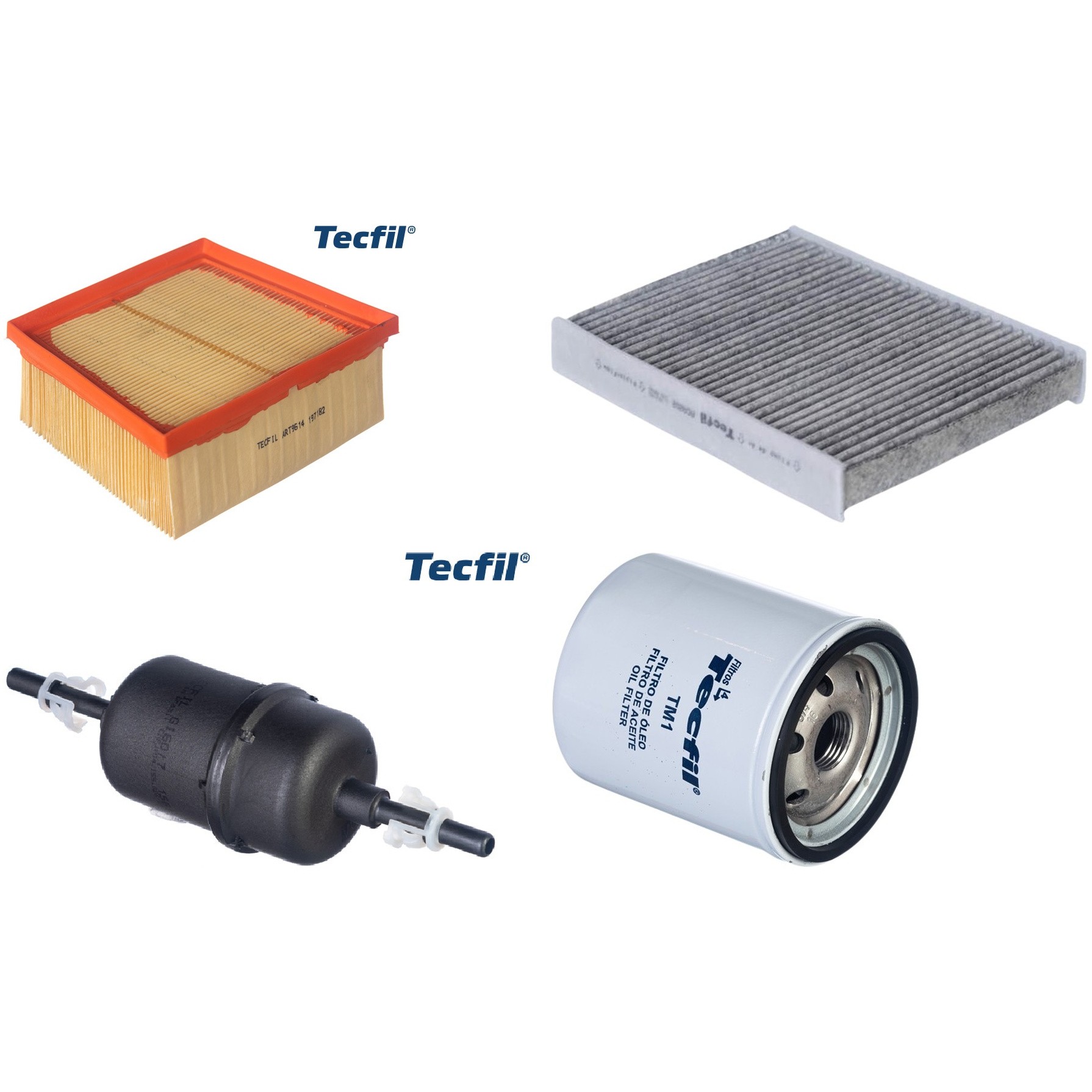 Kit Filtros de Ar do Motor, Óleo, Cabine e Combustível - Tecfil - ACA202 / ART9614 / GI60/7 / PSL34M-(TM1)