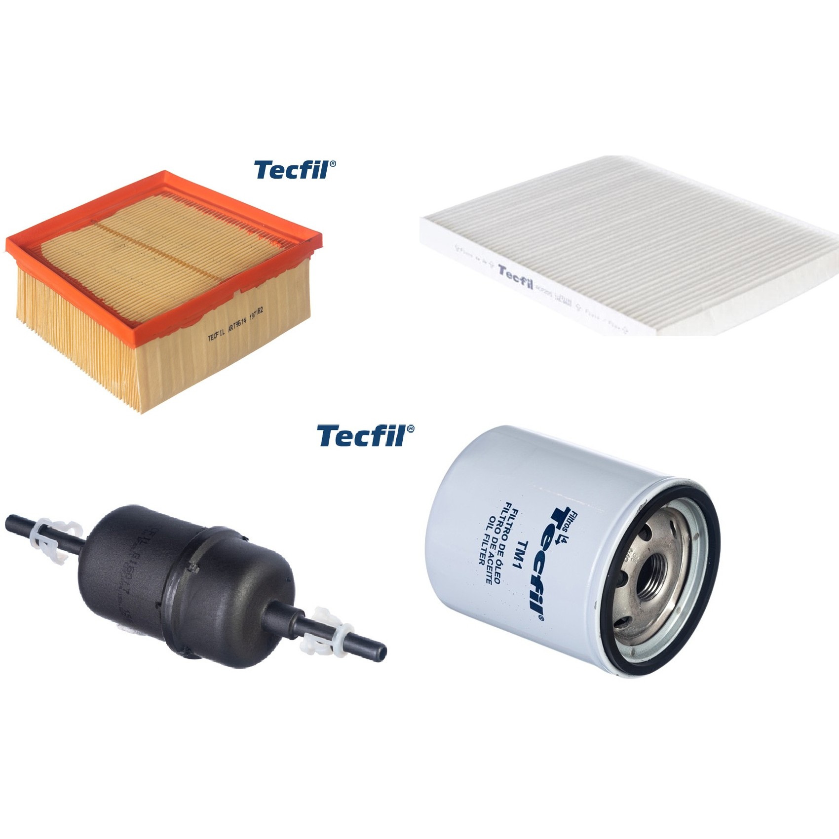 Kit Filtros de Ar do Motor, Óleo, Cabine e Combustível - Tecfil - ACP205 / ART9614 / GI60/7 / PSL34M-(TM1)