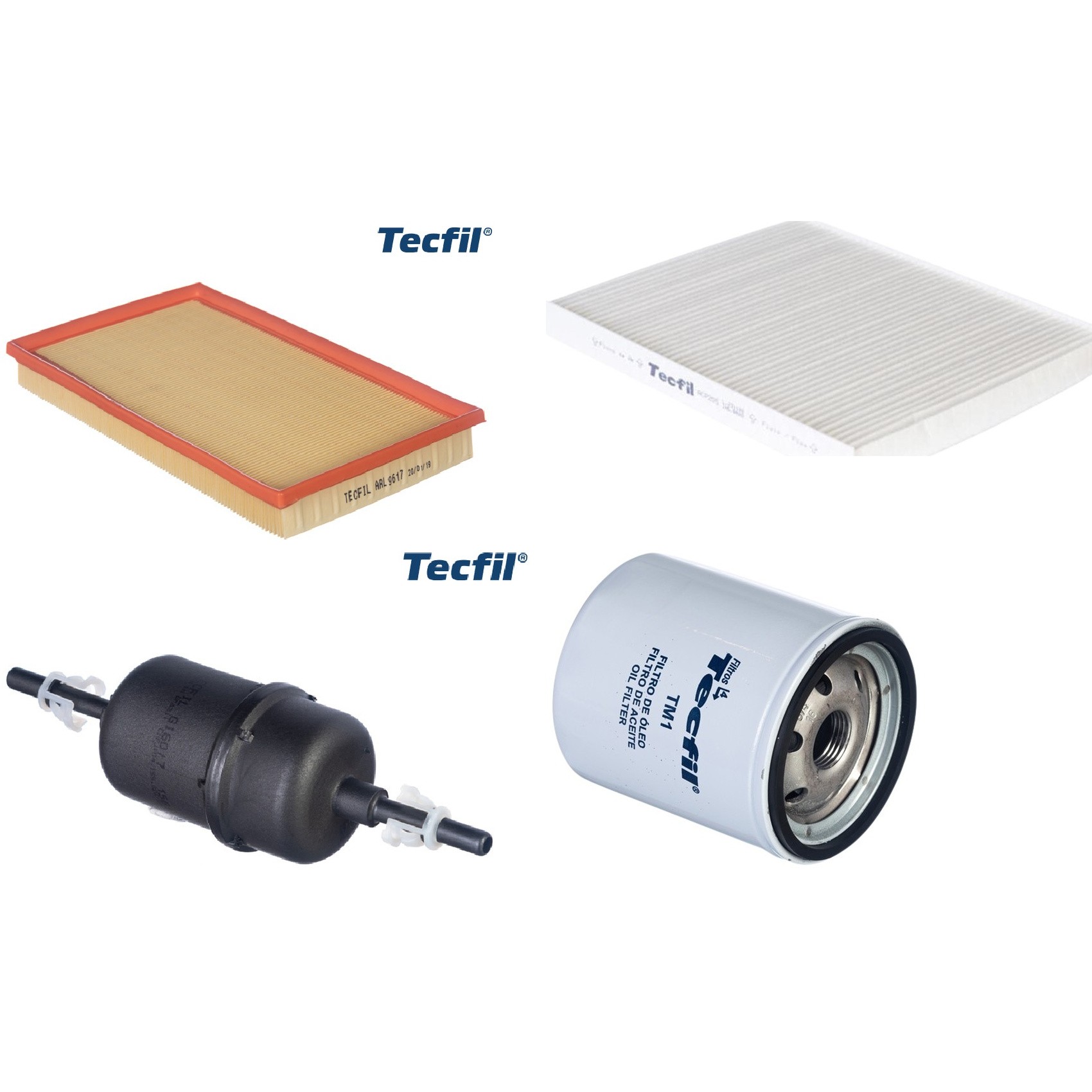 Kit Filtros de Ar do Motor, Óleo, Cabine e Combustível - Tecfil - ACP205 / ARL9617 / GI60/7 / PSL34M-(TM1)