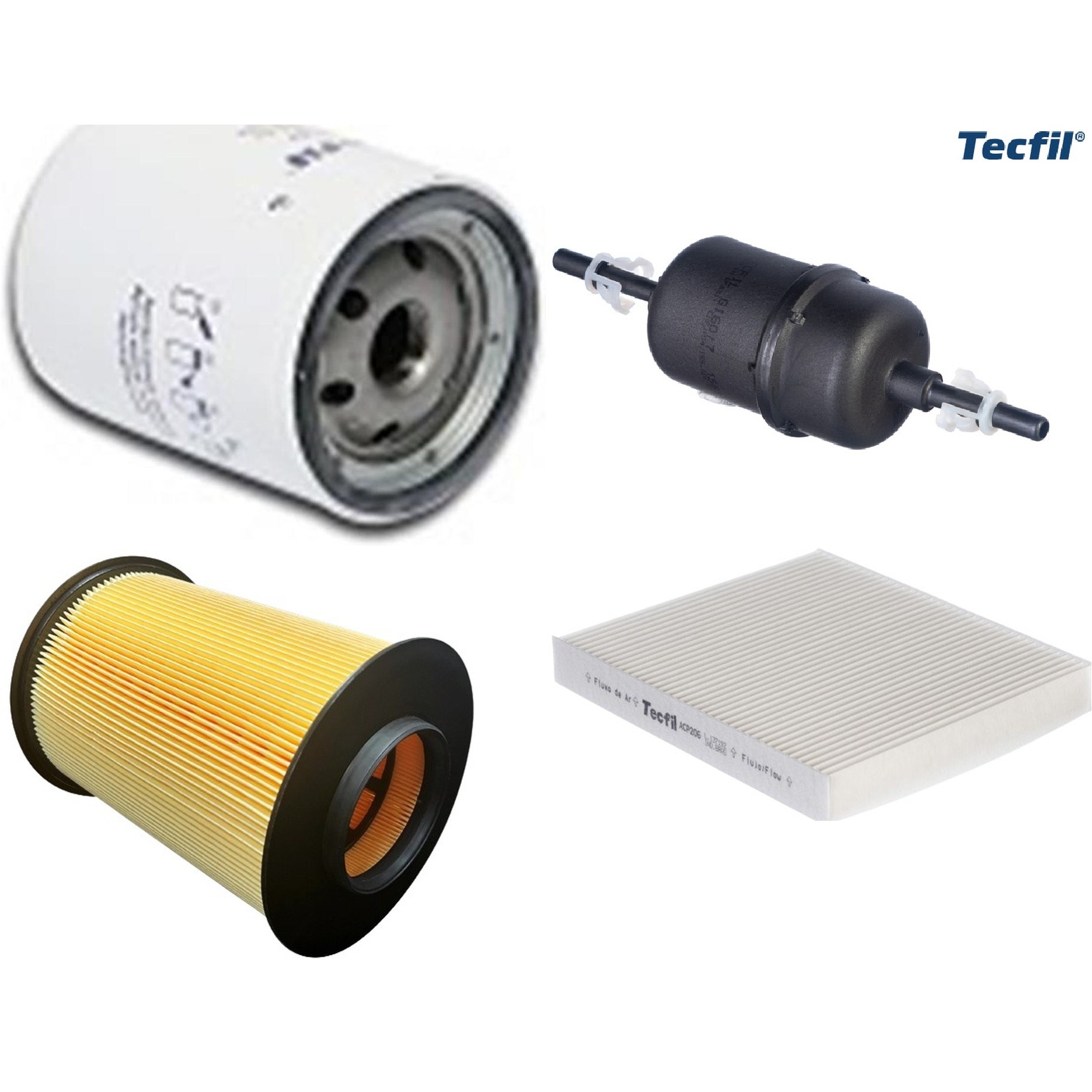 Kit Filtros de Ar do Motor, Óleo, Cabine e Combustível - Tecfil - ACP206 / ARS5196/1 / GI60/7 / PSL147
