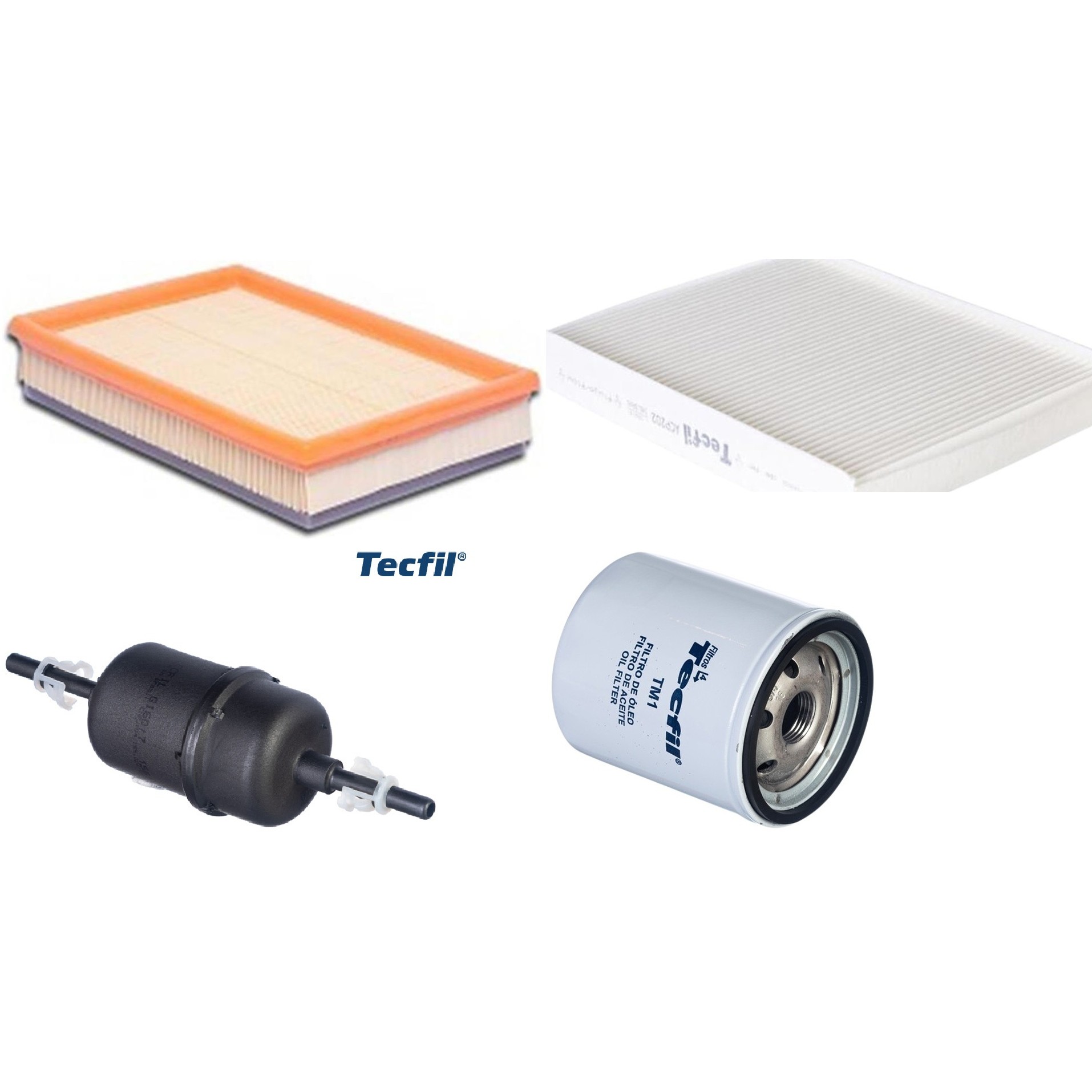 Kit Filtros de Ar do Motor, Óleo, Cabine e Combustível - Tecfil - ACP202 / ARL9603 / GI60/7 / PSL34M-(TM1)