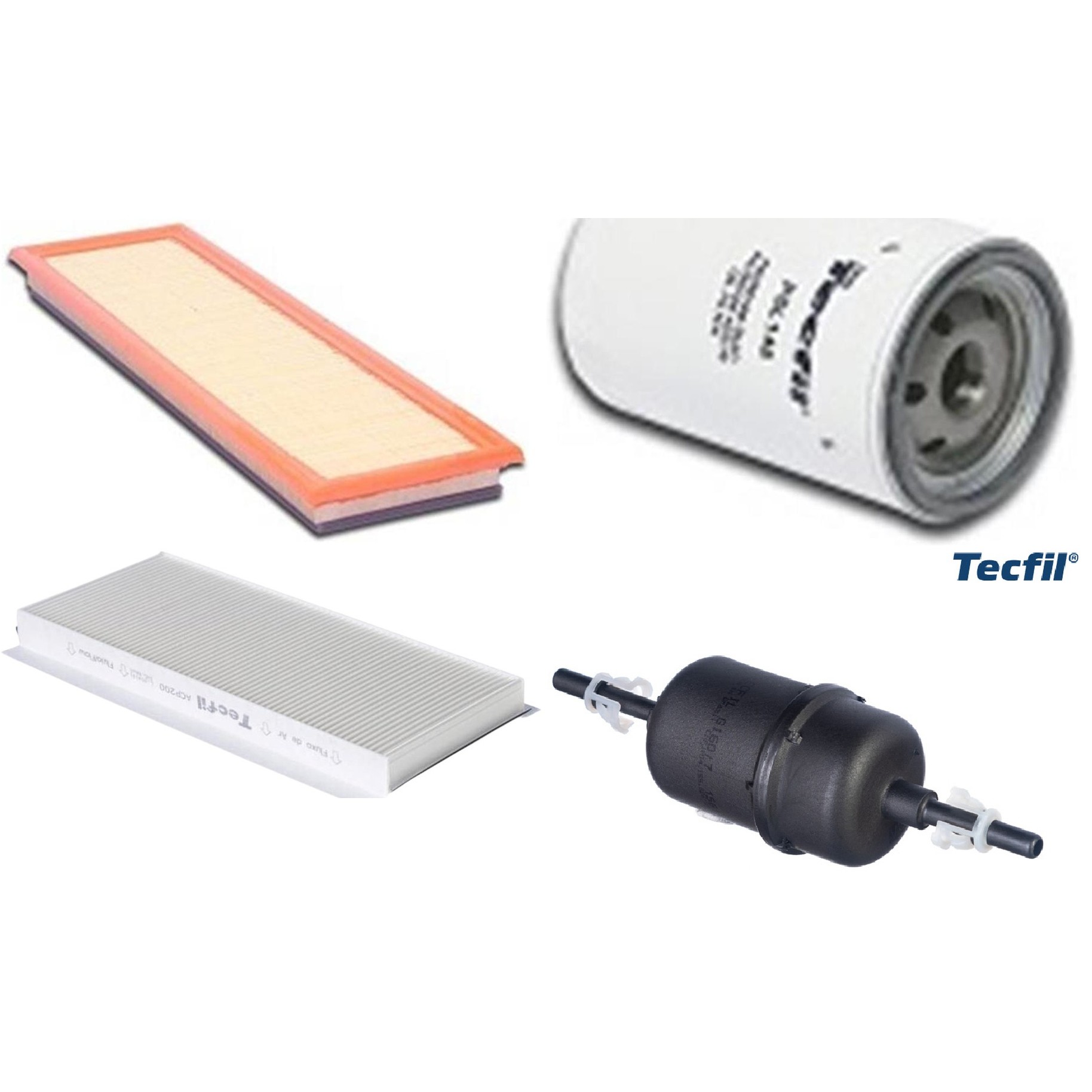 Kit Filtros de Ar do Motor, Óleo, Cabine e Combustível - Tecfil - ACP200 / ARL9608 / GI60/7 / PSL148