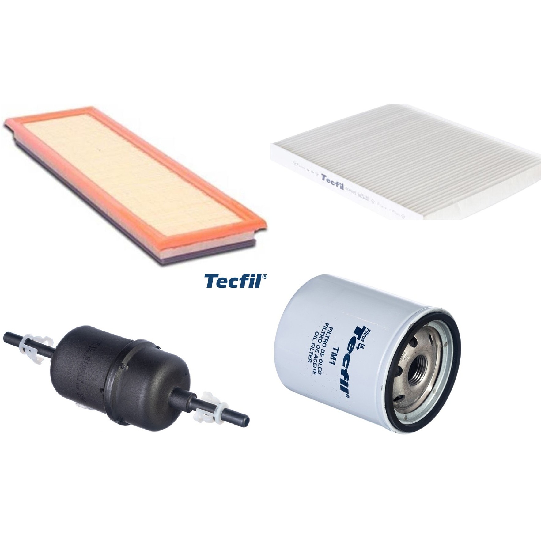 Kit Filtros de Ar do Motor, Óleo, Cabine e Combustível - Tecfil - ACP205 / ARL9608 / GI60/7 / PSL34M-(TM1)