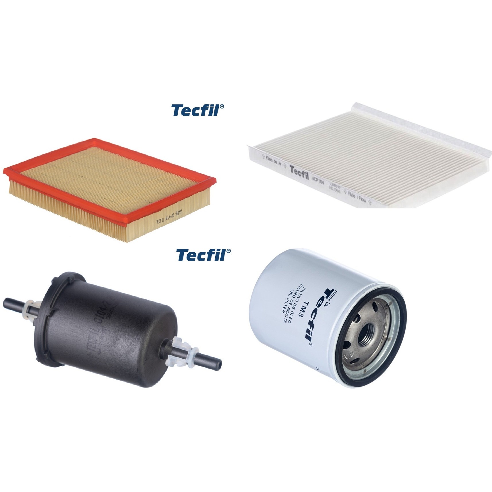 Kit Filtros de Ar do Motor, Óleo, Cabine e Combustível - Tecfil - ACP104 / ARL4415 / GI04/7 / PSL18M-(TM3)