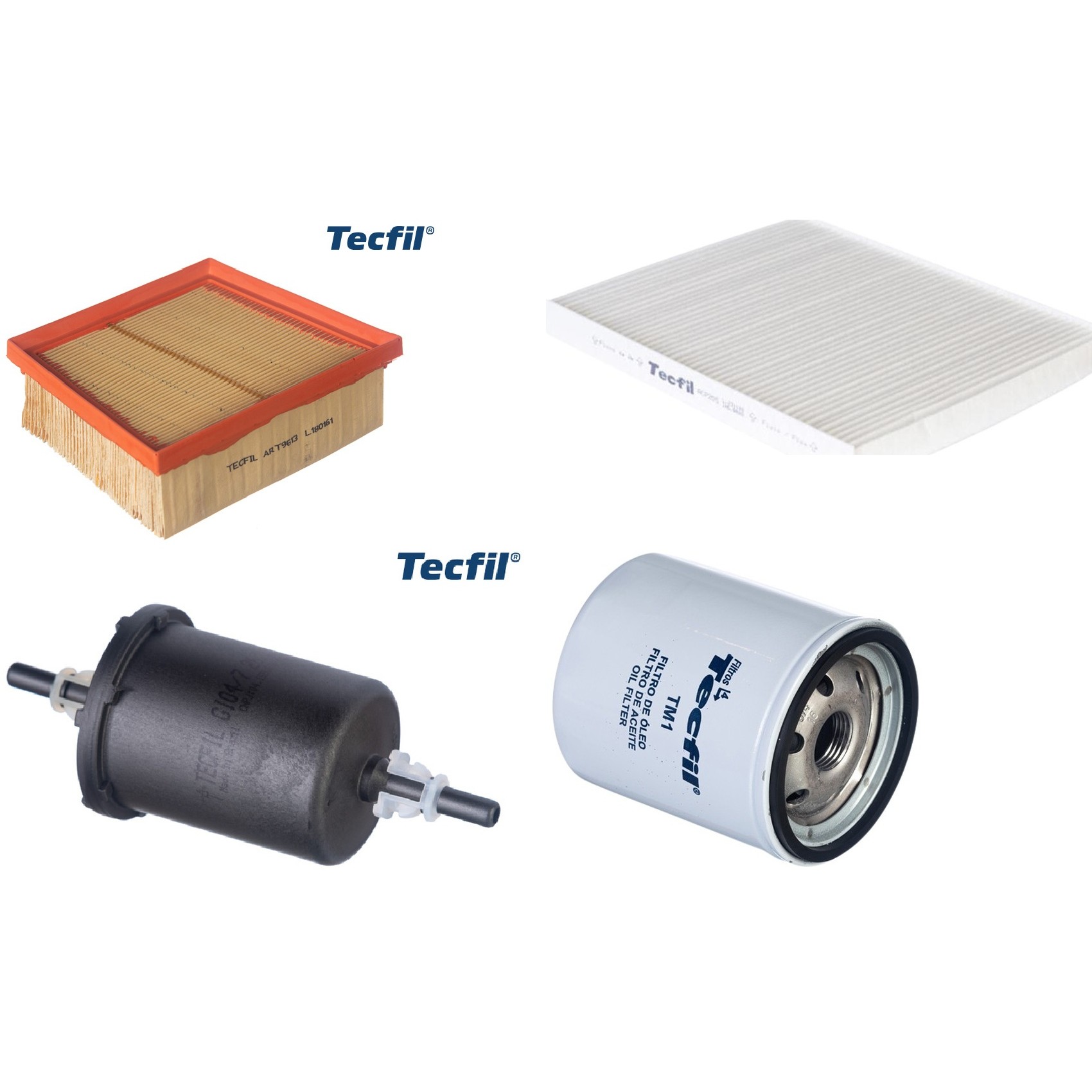 Kit Filtros de Ar do Motor, Óleo, Cabine e Combustível - Tecfil - ACP205 / ART9613 / GI04/7 / PSL34M-(TM1)