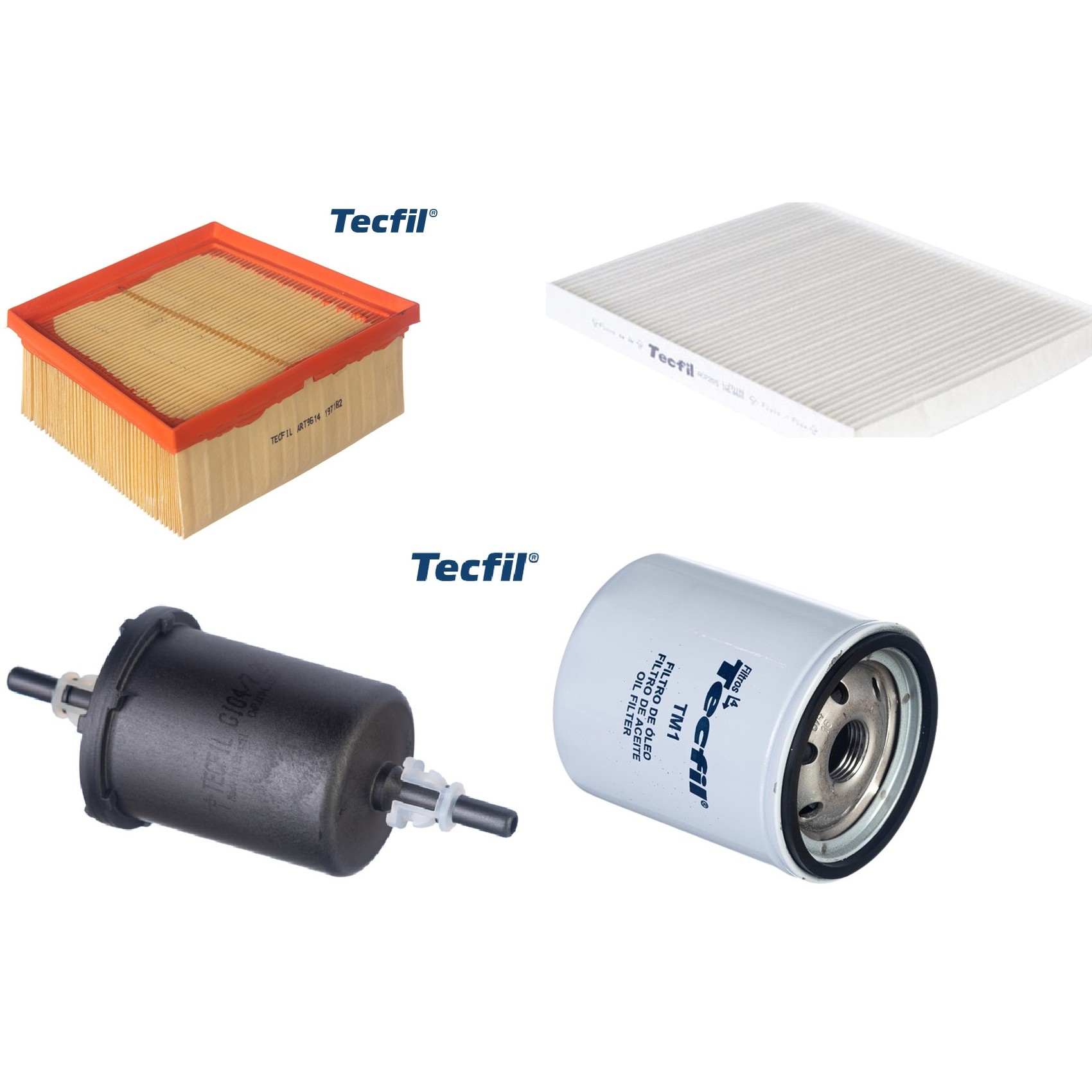 Kit Filtros de Ar do Motor, Óleo, Cabine e Combustível - Tecfil - ACP205 / ART9614 / GI04/7 / PSL34M-(TM1)