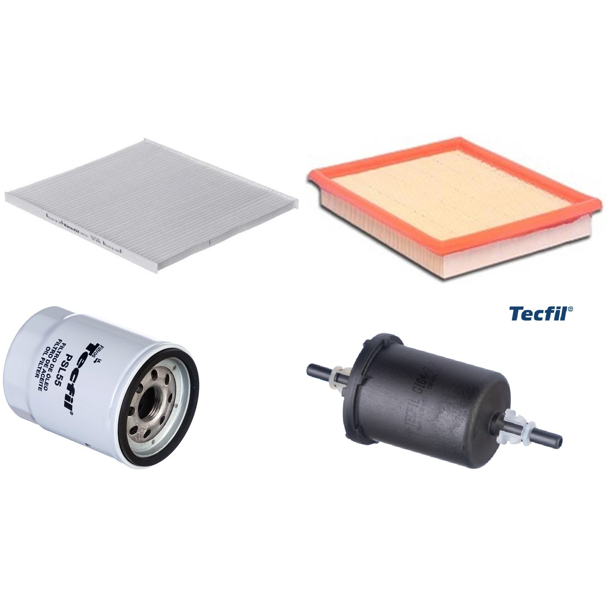 Kit Filtros de Ar do Motor, Óleo, Cabine e Combustível - Tecfil - ACP100 / ARL4150 / GI04/7 / PSL55