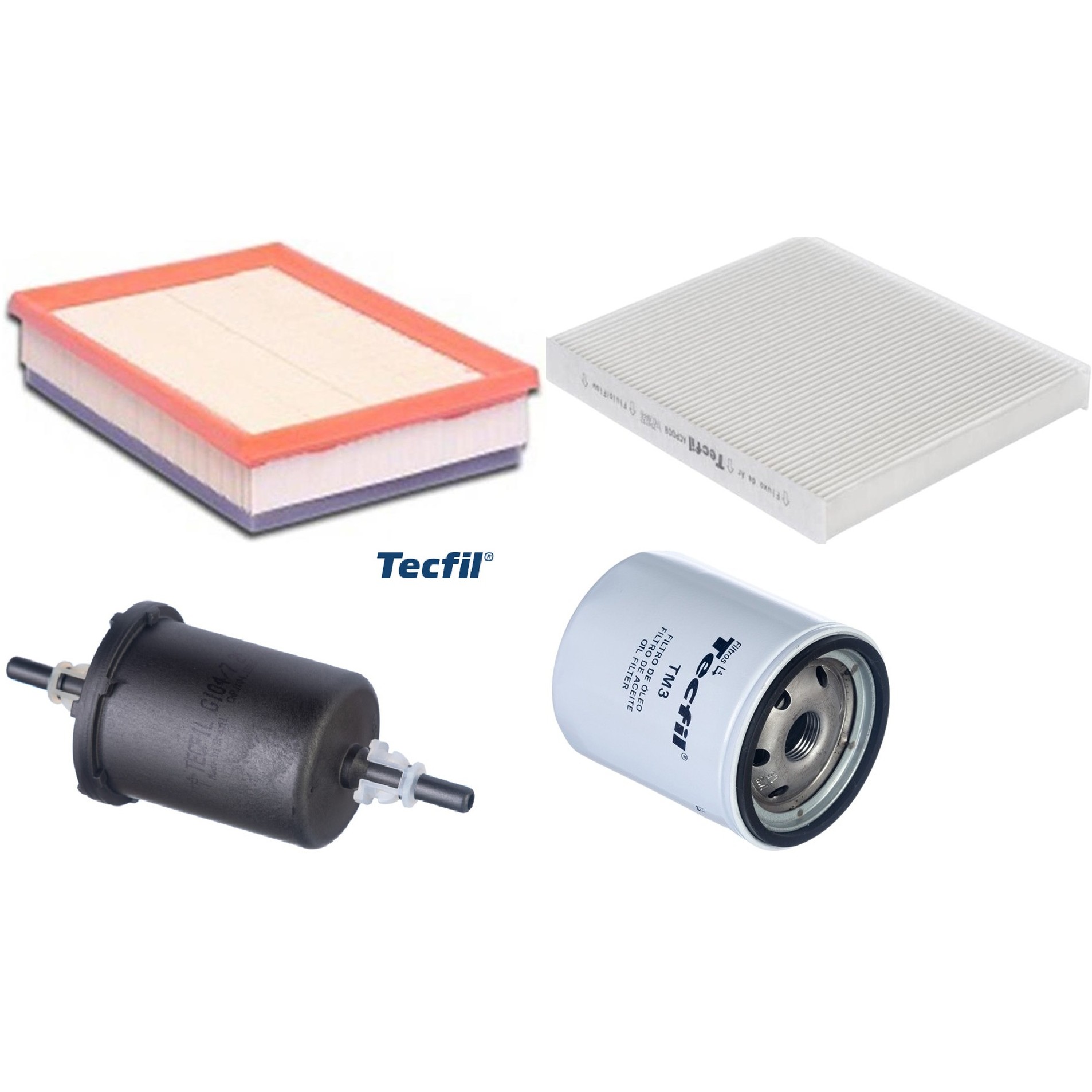 Kit Filtros de Ar do Motor, Óleo, Cabine e Combustível - Tecfil - ACP008 / ARL8830 / GI04/7 / PSL18M-(TM3)