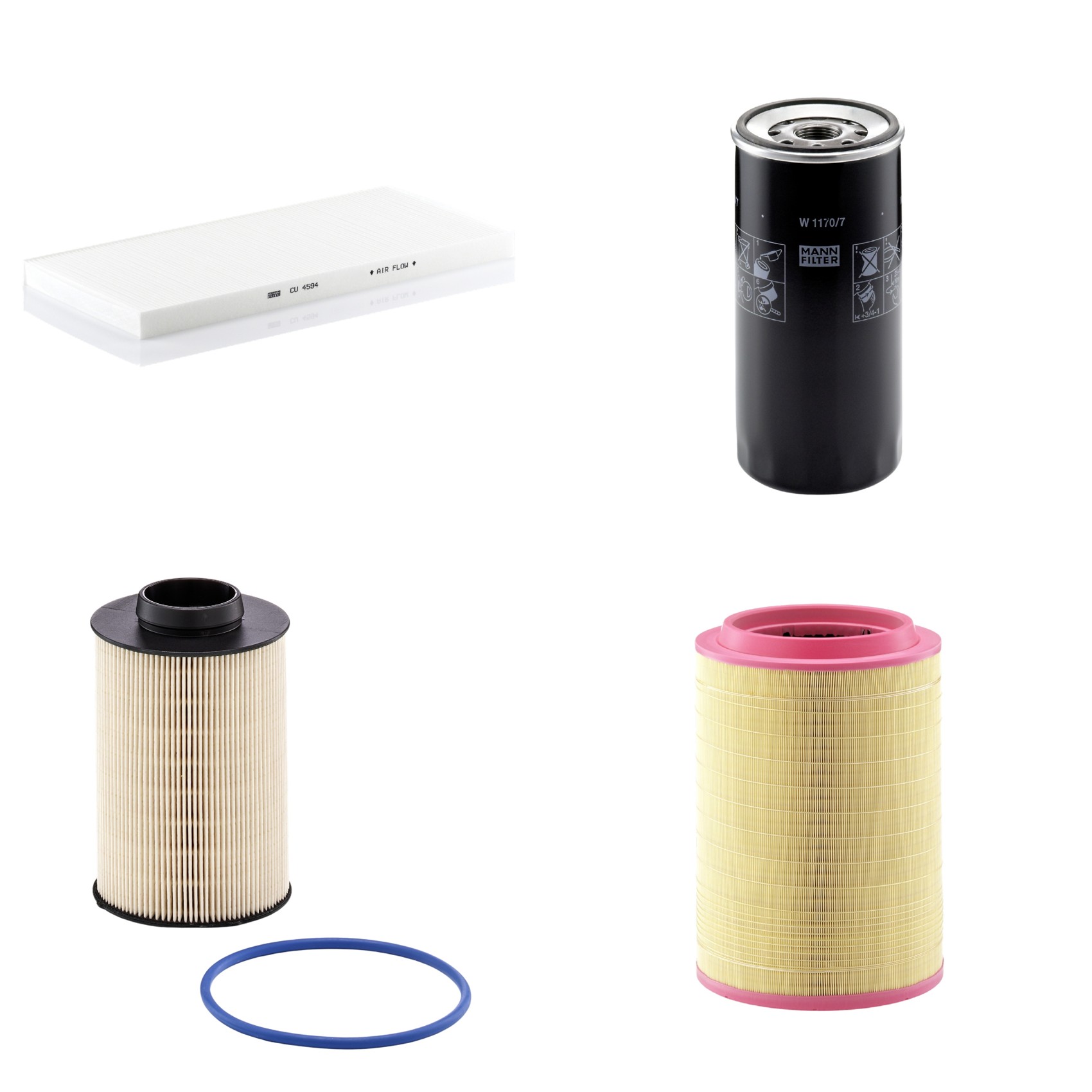 Kit Filtros de Ar Combustível Cabine Ar Condicionado Óleo - Mann-Filter - C321420/2 - CU4594 - PU10020x - W1170/7