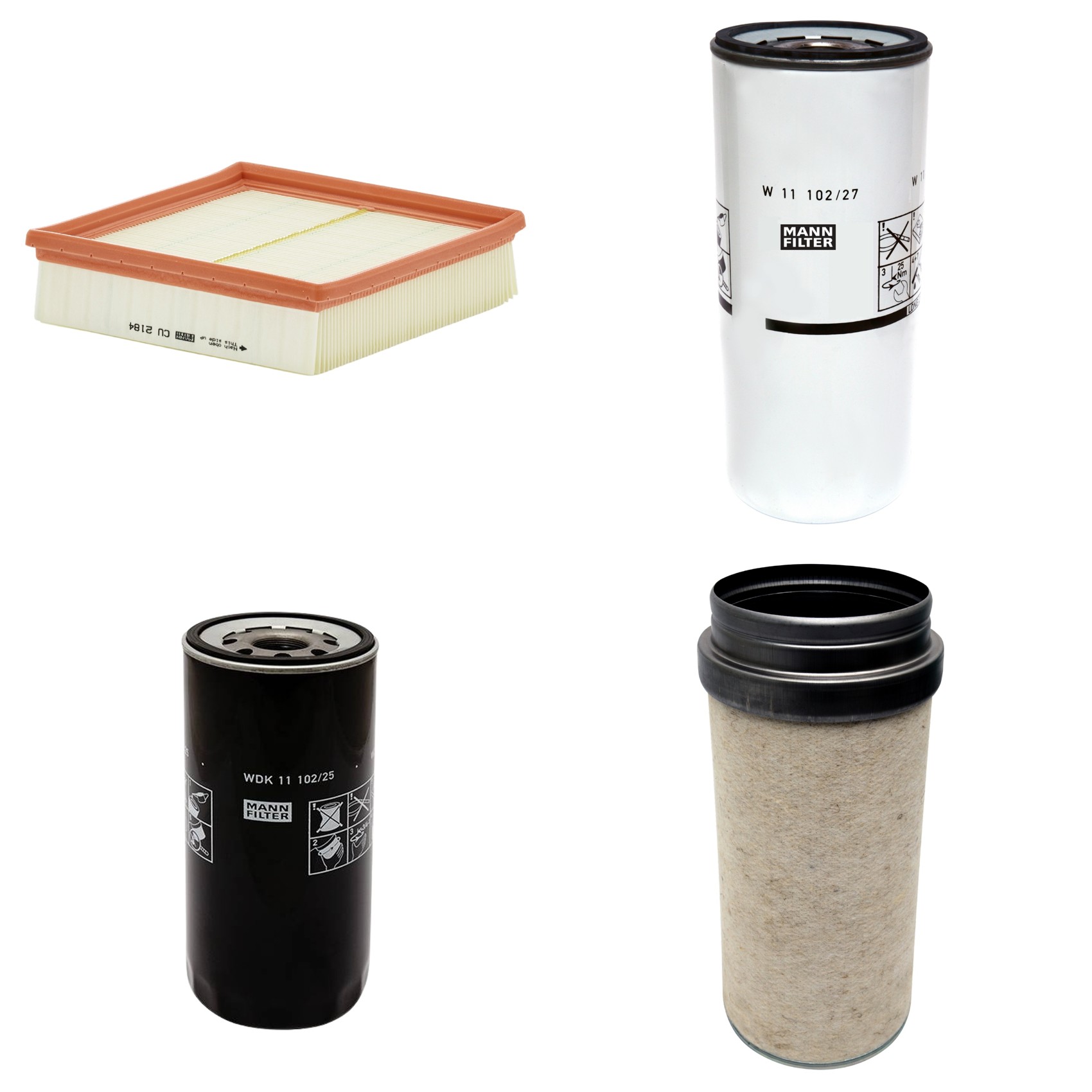Kit Filtros de Ar Combustível Cabine Ar Condicionado Óleo - Mann-Filter - CF2000 - CU2184 - W11102/27 - WDK11102/25