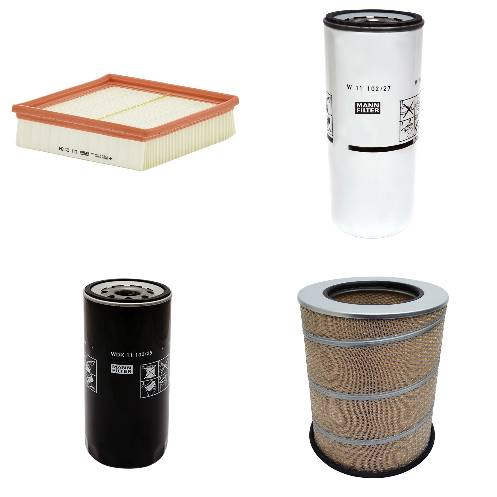 Kit Filtros de Ar Combustível Cabine Ar Condicionado Óleo - Mann-Filter - C341500 - CU2184 - W11102/27 - WDK11102/25