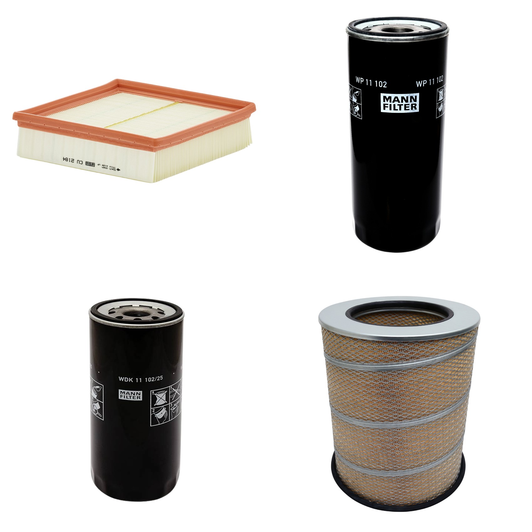 Kit Filtros de Ar Combustível Cabine Ar Condicionado Óleo - Mann-Filter - C341500 - CU2184 - WDK11102/25 - WP11102