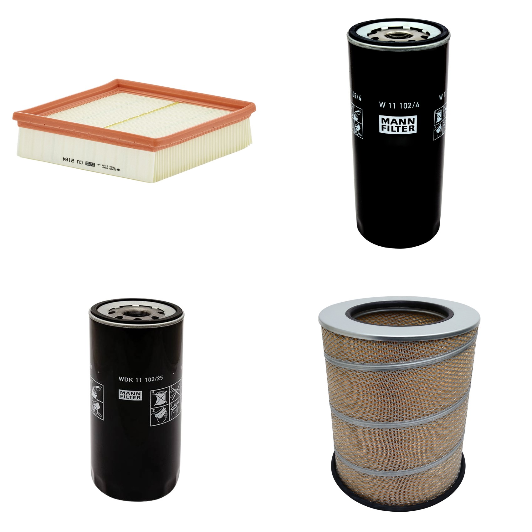 Kit Filtros de Ar Combustível Cabine Ar Condicionado Óleo - Mann-Filter - C341500 - CU2184 - W11102/4 - WDK11102/25