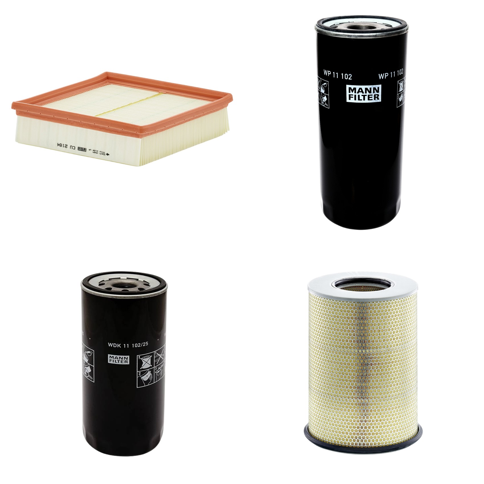 Kit Filtros de Ar Combustível Cabine Ar Condicionado Óleo - Mann-Filter - C311345/1 - CU2184 - WDK11102/25 - WP11102