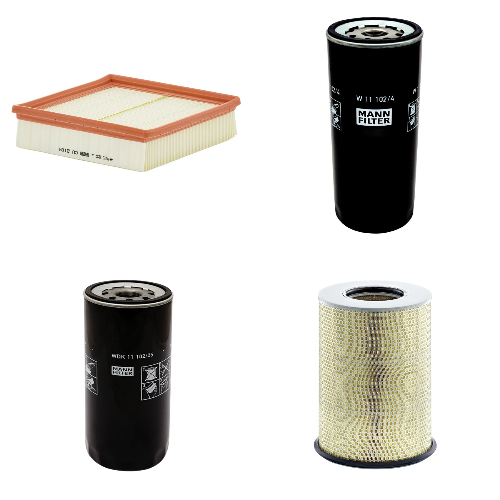 Kit Filtros de Ar Combustível Cabine Ar Condicionado Óleo - Mann-Filter - C311345/1 - CU2184 - W11102/4 - WDK11102/25