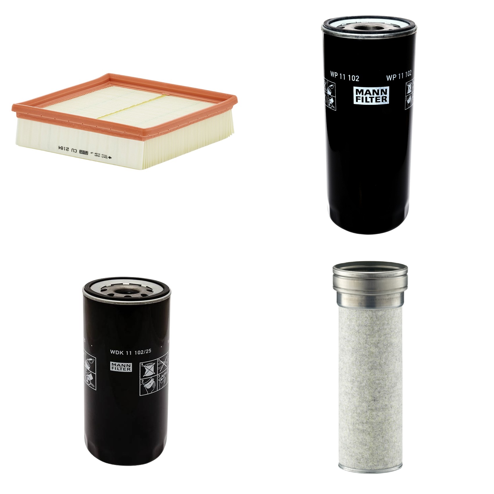 Kit Filtros de Ar Combustível Cabine Ar Condicionado Óleo - Mann-Filter - CF1510/1 - CU2184 - WDK11102/25 - WP11102