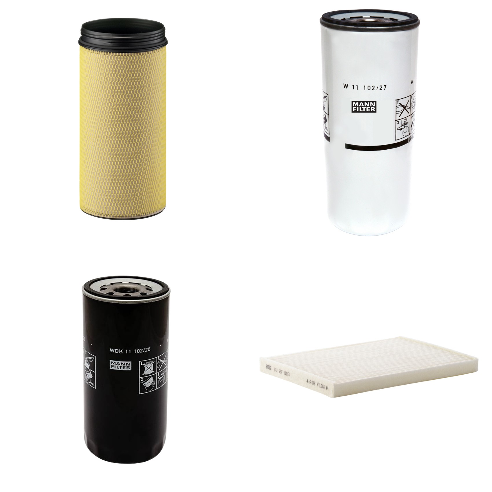 Kit Filtros de Ar Combustível Cabine Ar Condicionado Óleo - Mann-Filter - CF1940 - CU27003 - W11102/27 - WDK11102/25