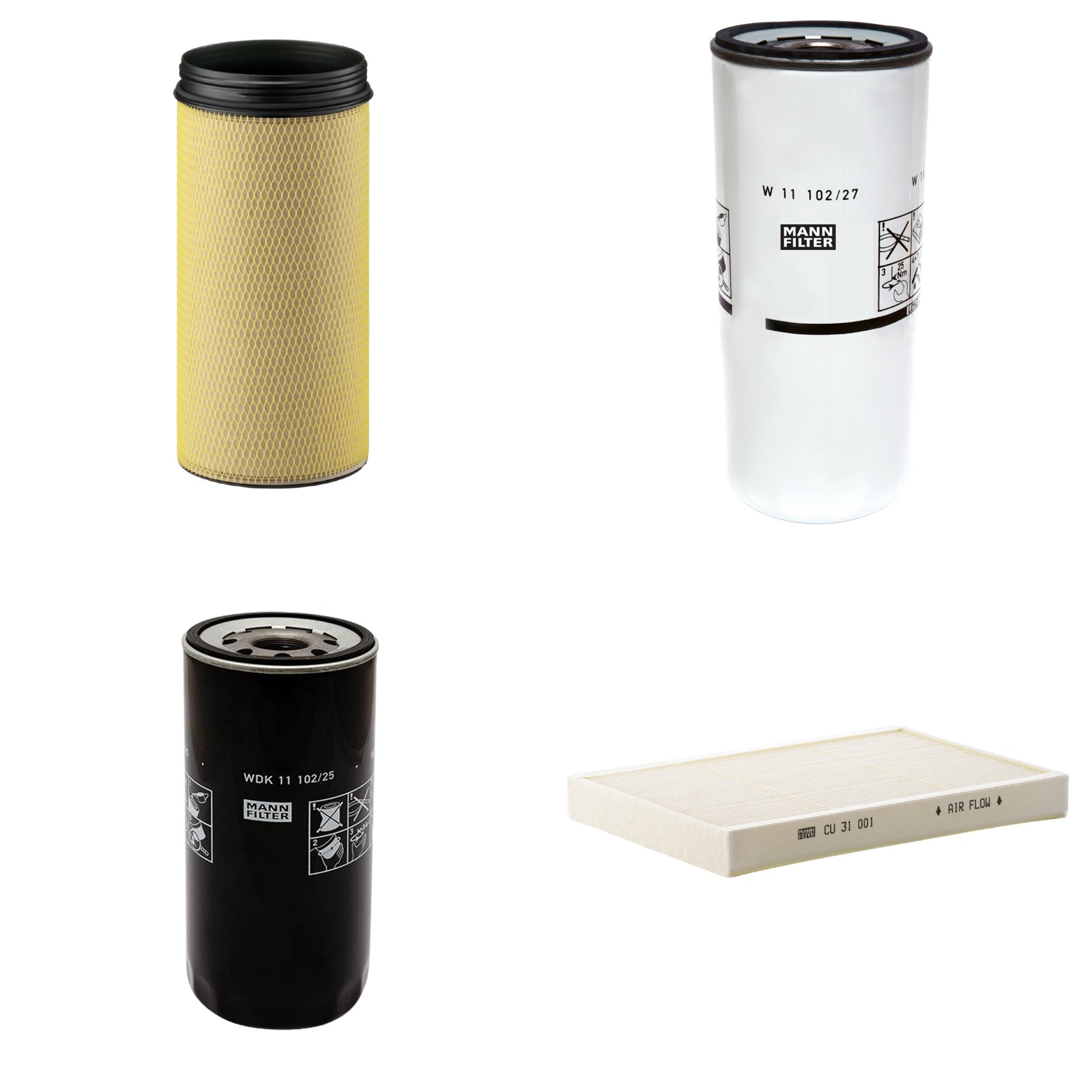 Kit Filtros de Ar Combustível Cabine Ar Condicionado Óleo - Mann-Filter - CF1940 - CU31001 - W11102/27 - WDK11102/25