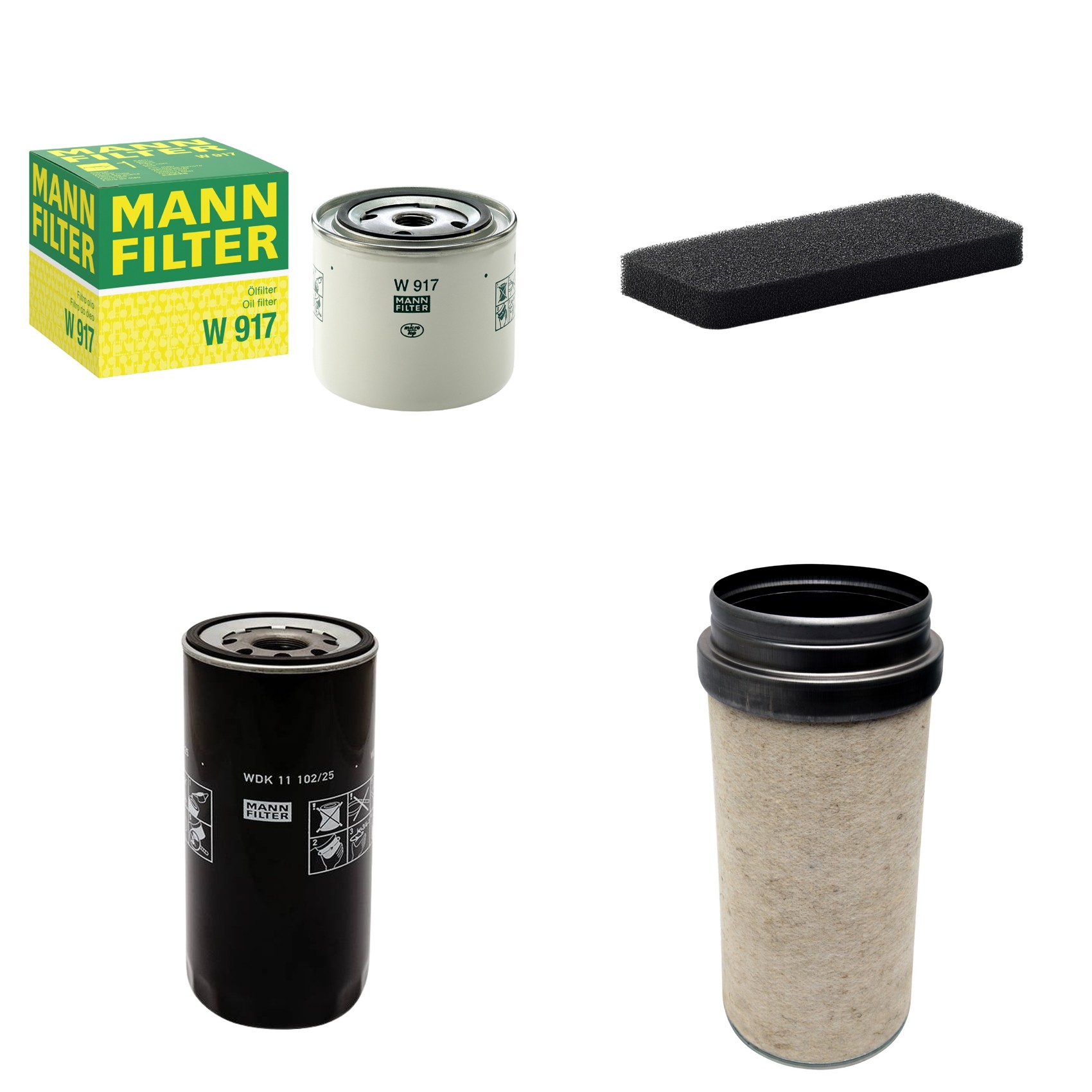 Kit Filtros de Ar Combustível Cabine Ar Condicionado Óleo - Mann-Filter - CF2000 - CU2101 - W917 - WDK11102/25