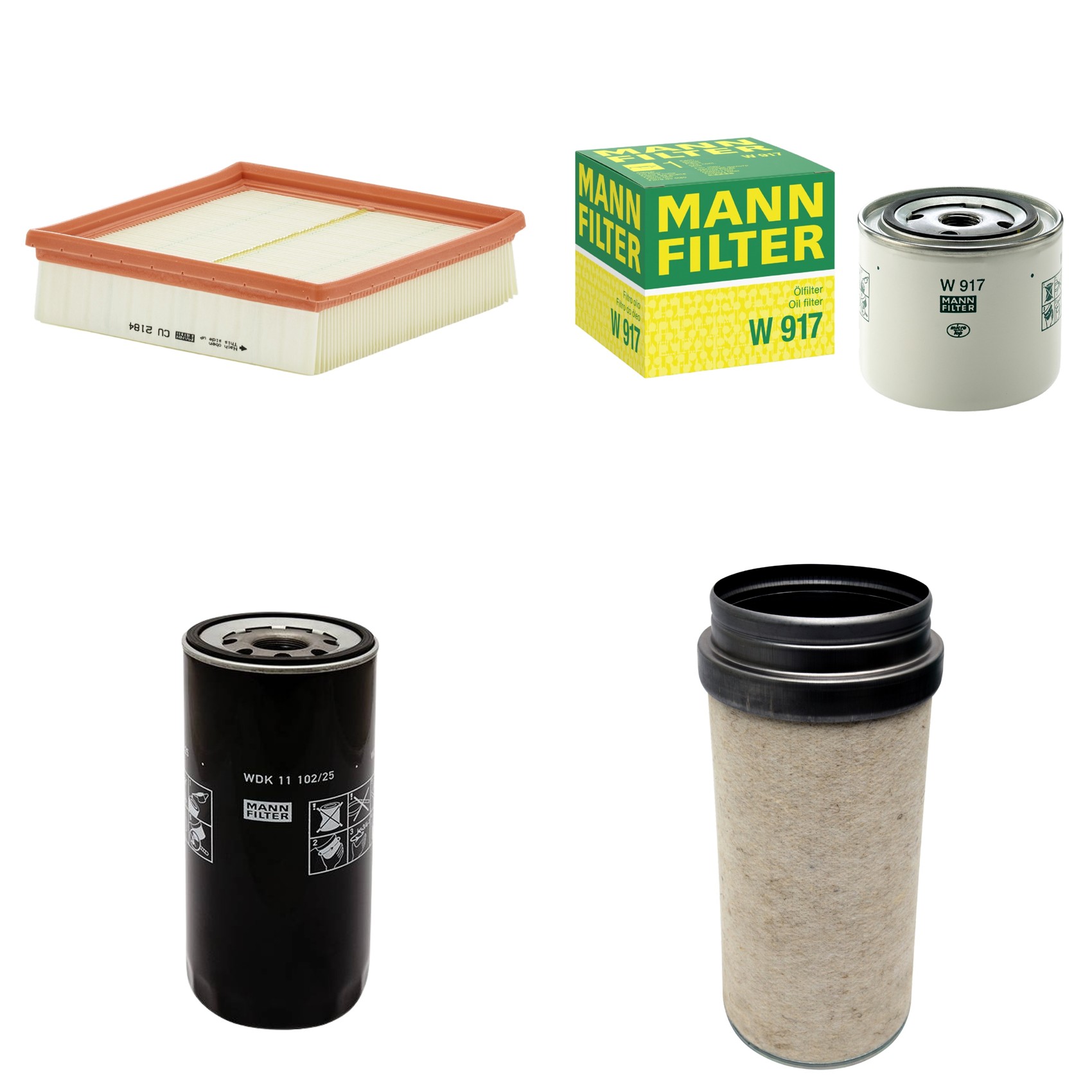 Kit Filtros de Ar Combustível Cabine Ar Condicionado Óleo - Mann-Filter - CF2000 - CU2184 - W917 - WDK11102/25