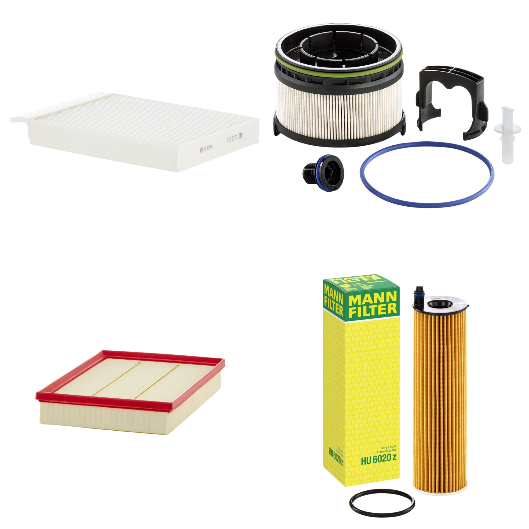 Kit Filtros de Ar Combustível Cabine Ar Condicionado Óleo - Mann-Filter - C33050 - CU30012 - HU6020Z - PU11001ZKIT