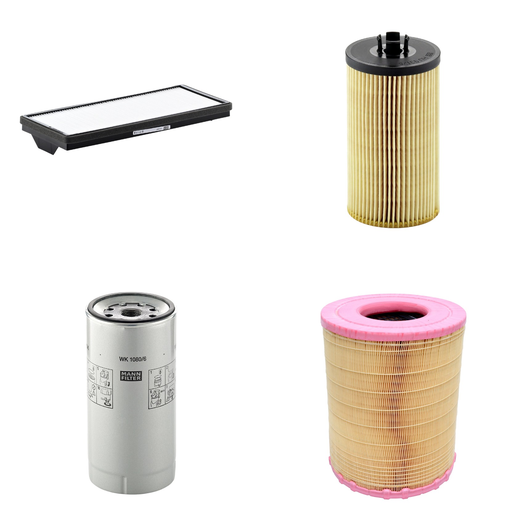 Kit Filtros de Ar Combustível Cabine Ar Condicionado Óleo - Mann-Filter - C281012 - CU4469 - HU931/5x - WK1080/6X