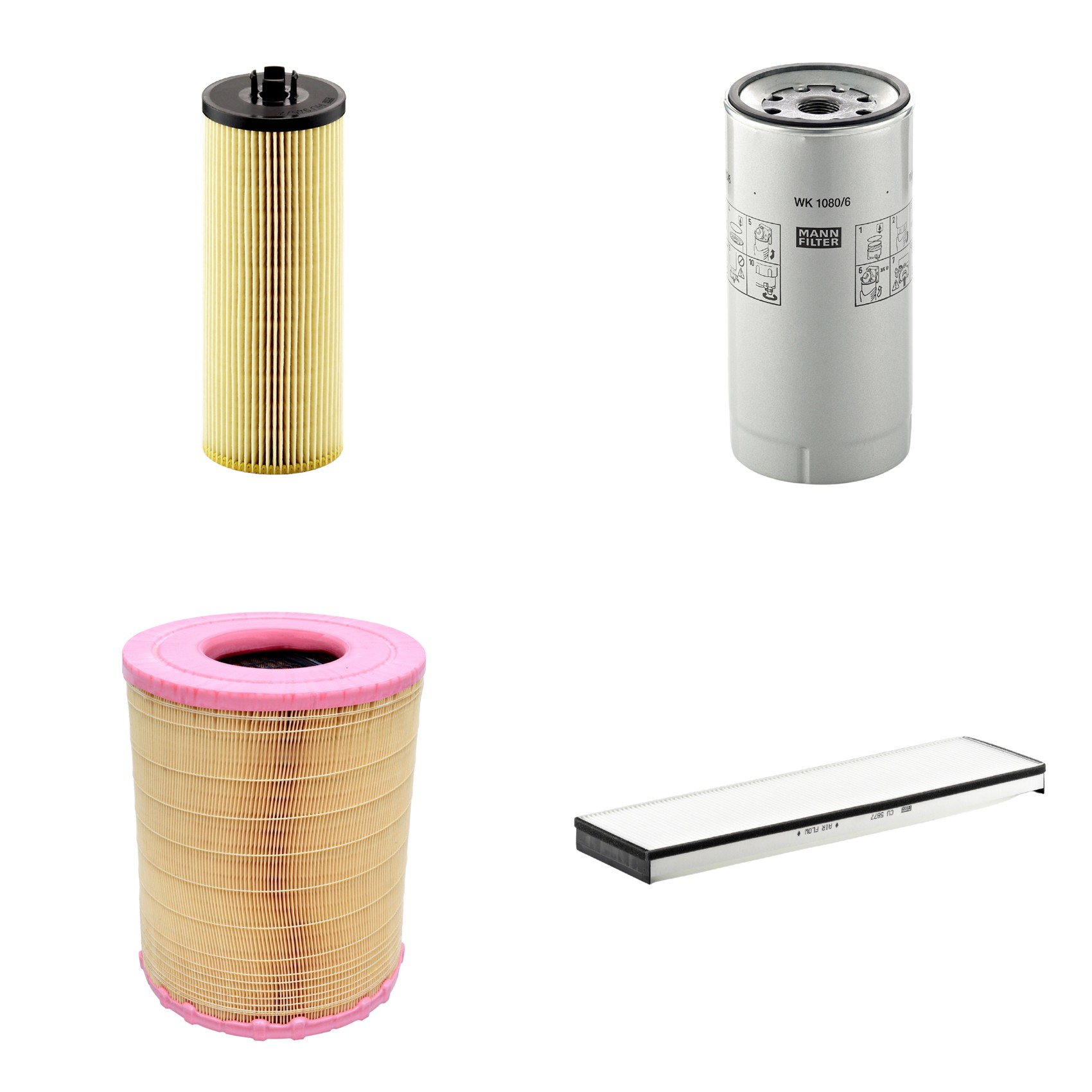 Kit Filtros de Ar Combustível Cabine Ar Condicionado Óleo - Mann-Filter - C281012 - CU5877 - HU945/2x - WK1080/6X