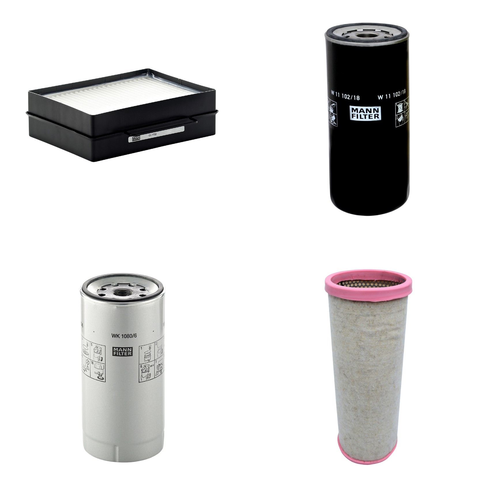 Kit Filtros de Ar Combustível Cabine Ar Condicionado Óleo - Mann-Filter - CF1711 - CU1722 - W11102/18 - WK1080/6X
