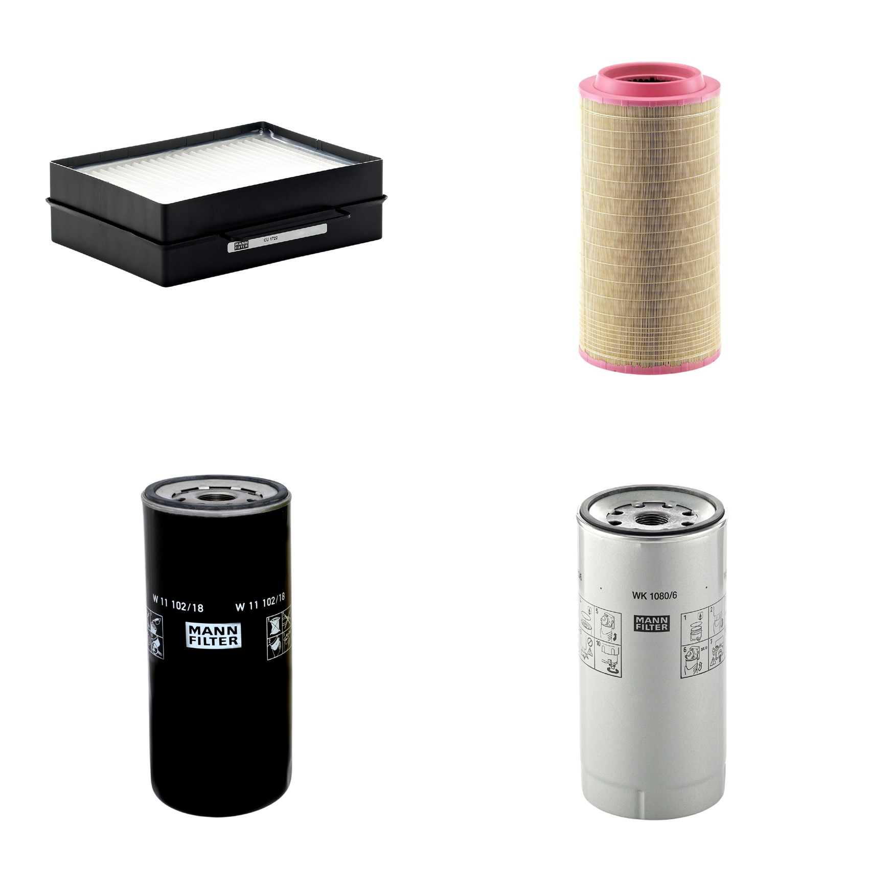 Kit Filtros de Ar Combustível Cabine Ar Condicionado Óleo - Mann-Filter - C271340 - CU1722 - W11102/18 - WK1080/6X