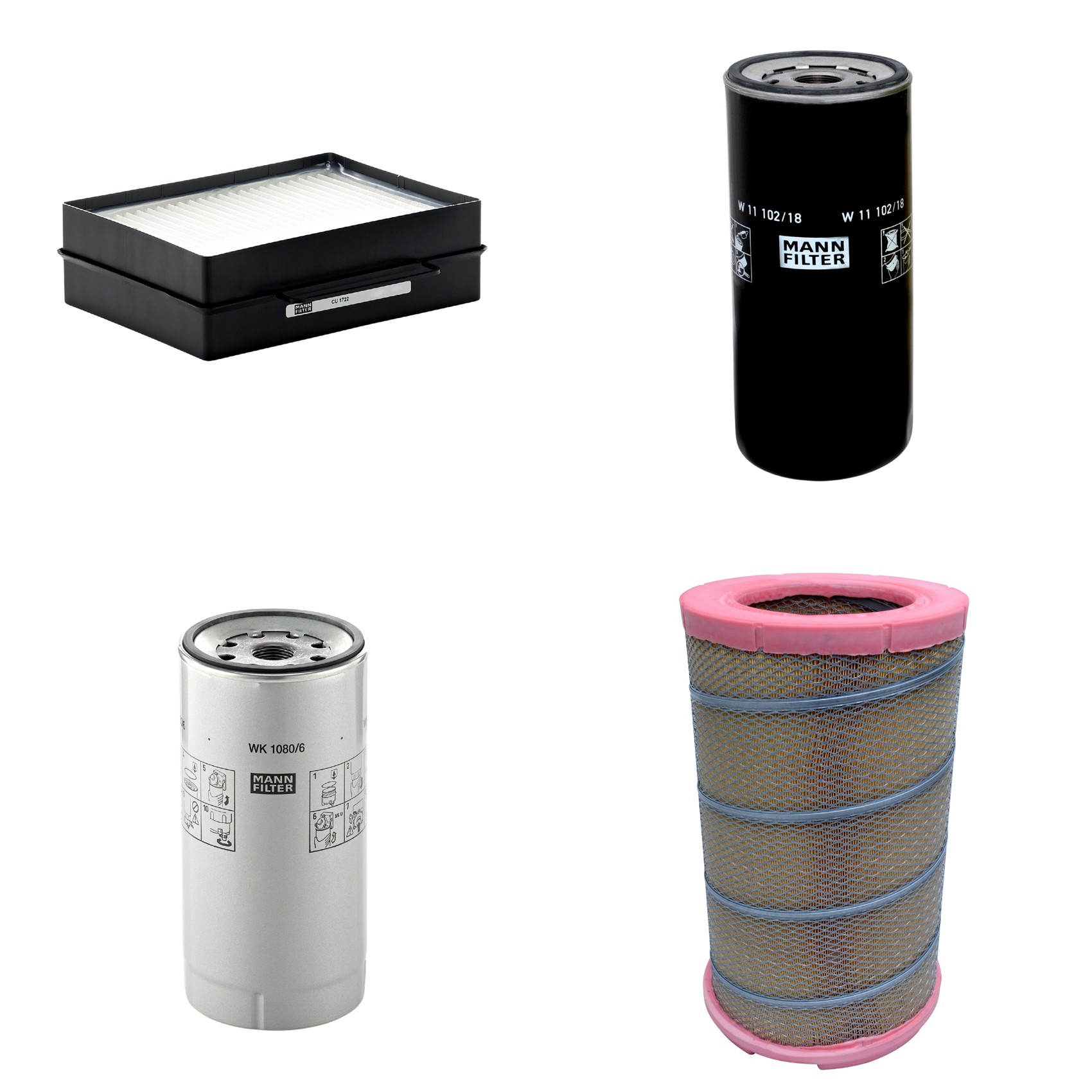 Kit Filtros de Ar Combustível Cabine Ar Condicionado Óleo - Mann-Filter - C301622 - CU1722 - W11102/18 - WK1080/6X