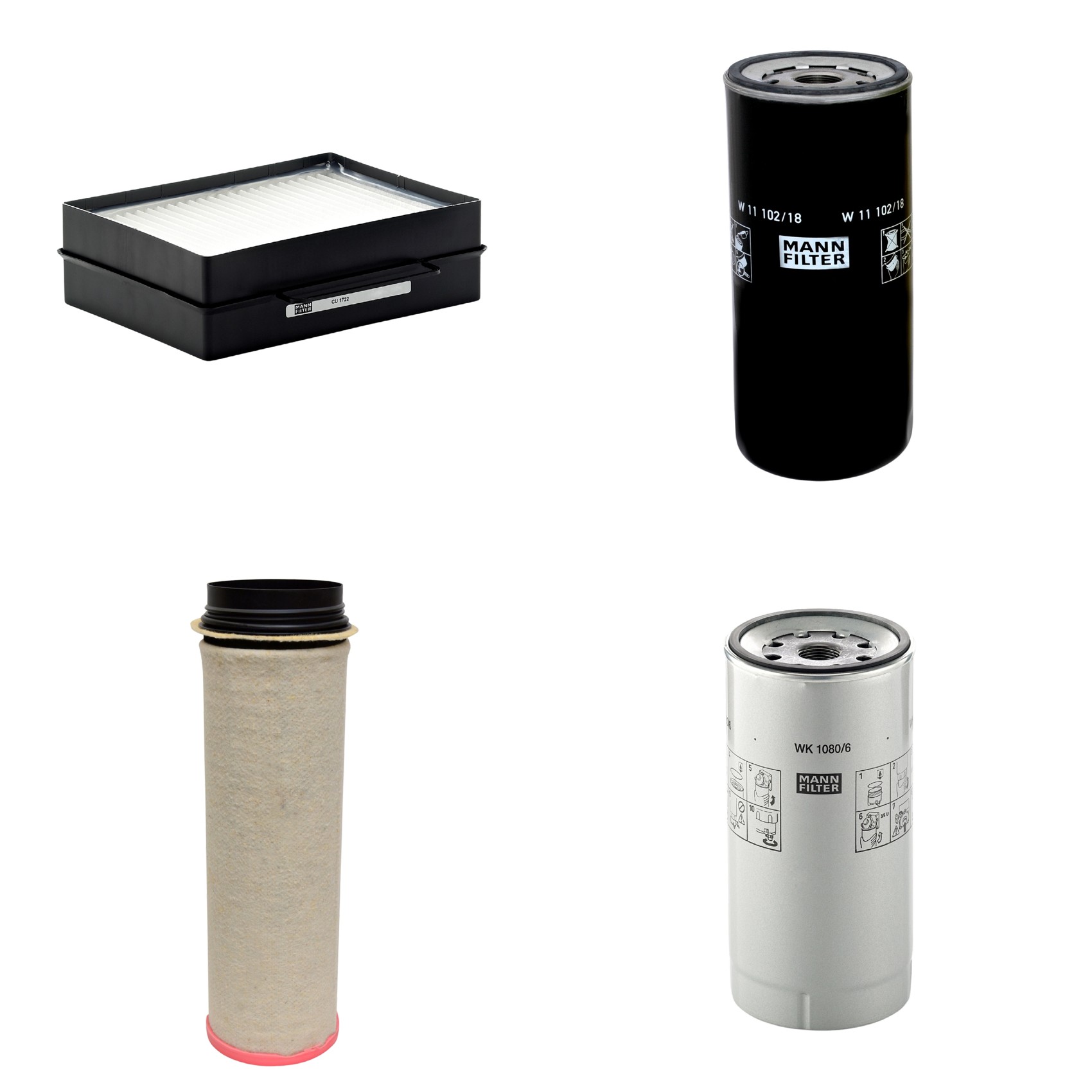Kit Filtros de Ar Combustível Cabine Ar Condicionado Óleo - Mann-Filter - CF1651 - CU1722 - W11102/18 - WK1080/6X