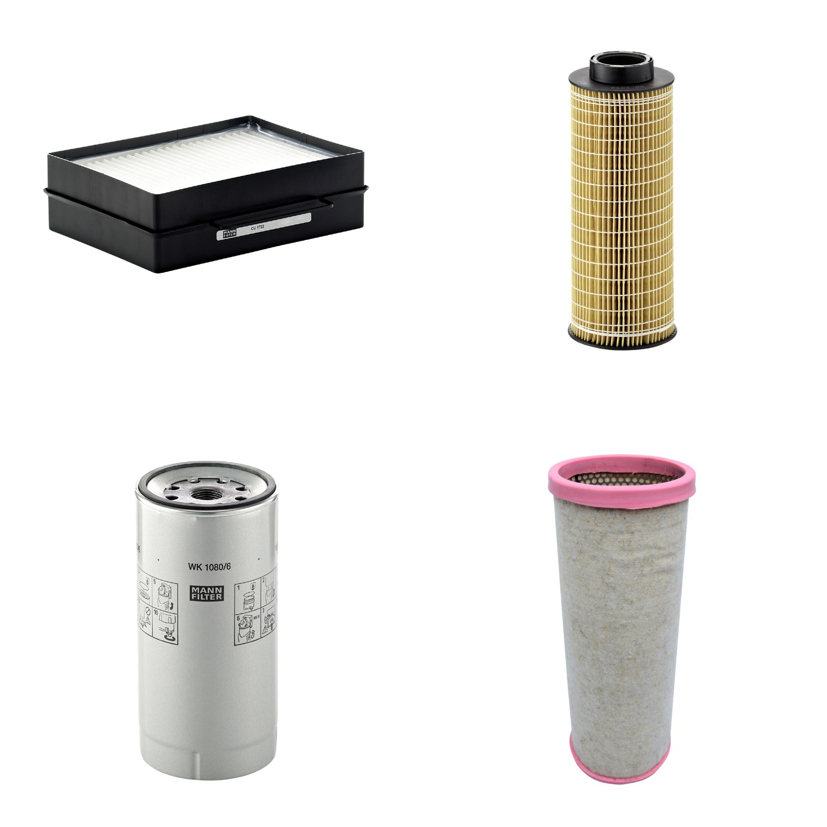 Kit Filtros de Ar Combustível Cabine Ar Condicionado Óleo - Mann-Filter - CF1711 - CU1722 - HU1072x - WK1080/6X