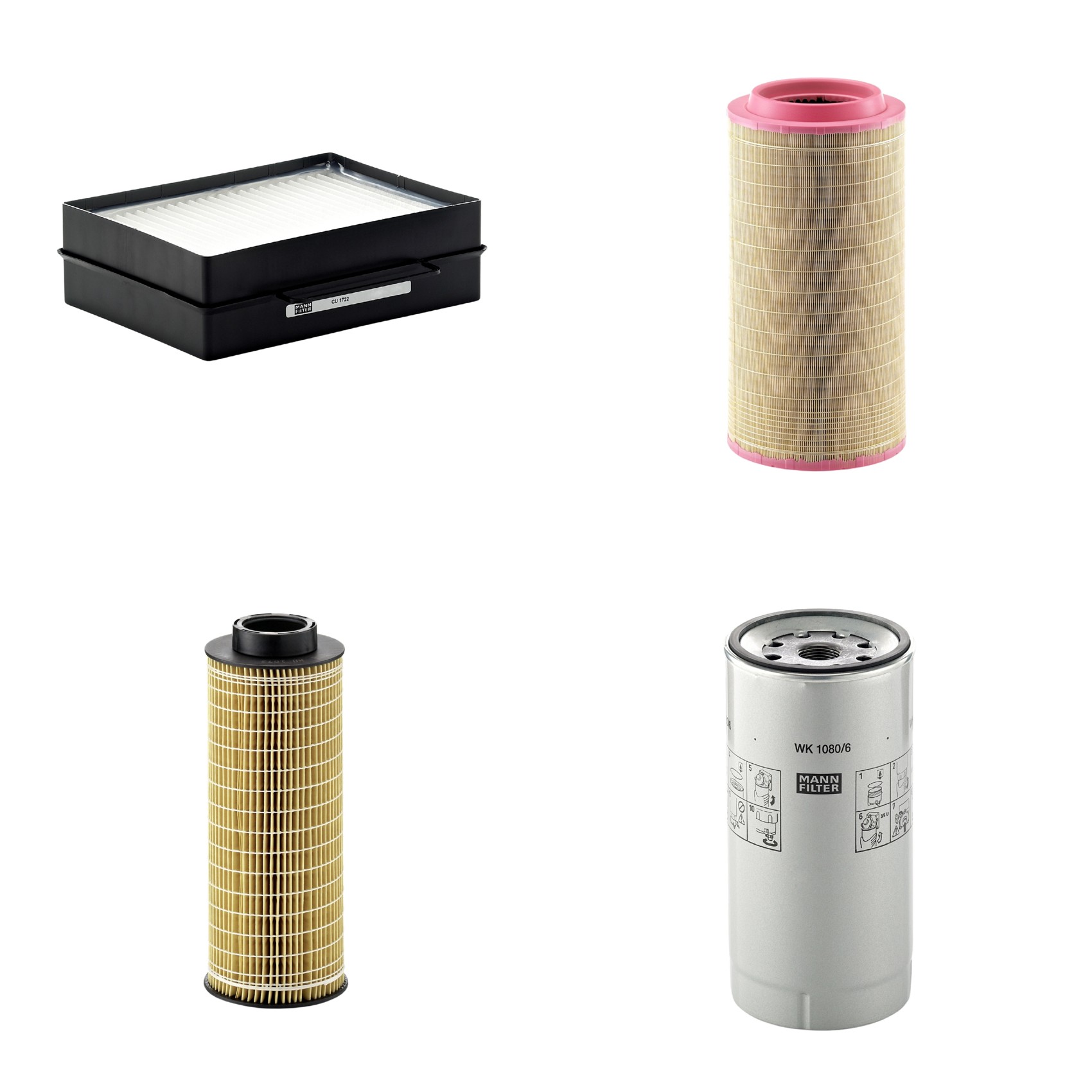 Kit Filtros de Ar Combustível Cabine Ar Condicionado Óleo - Mann-Filter - C271340 - CU1722 - HU1072x - WK1080/6X