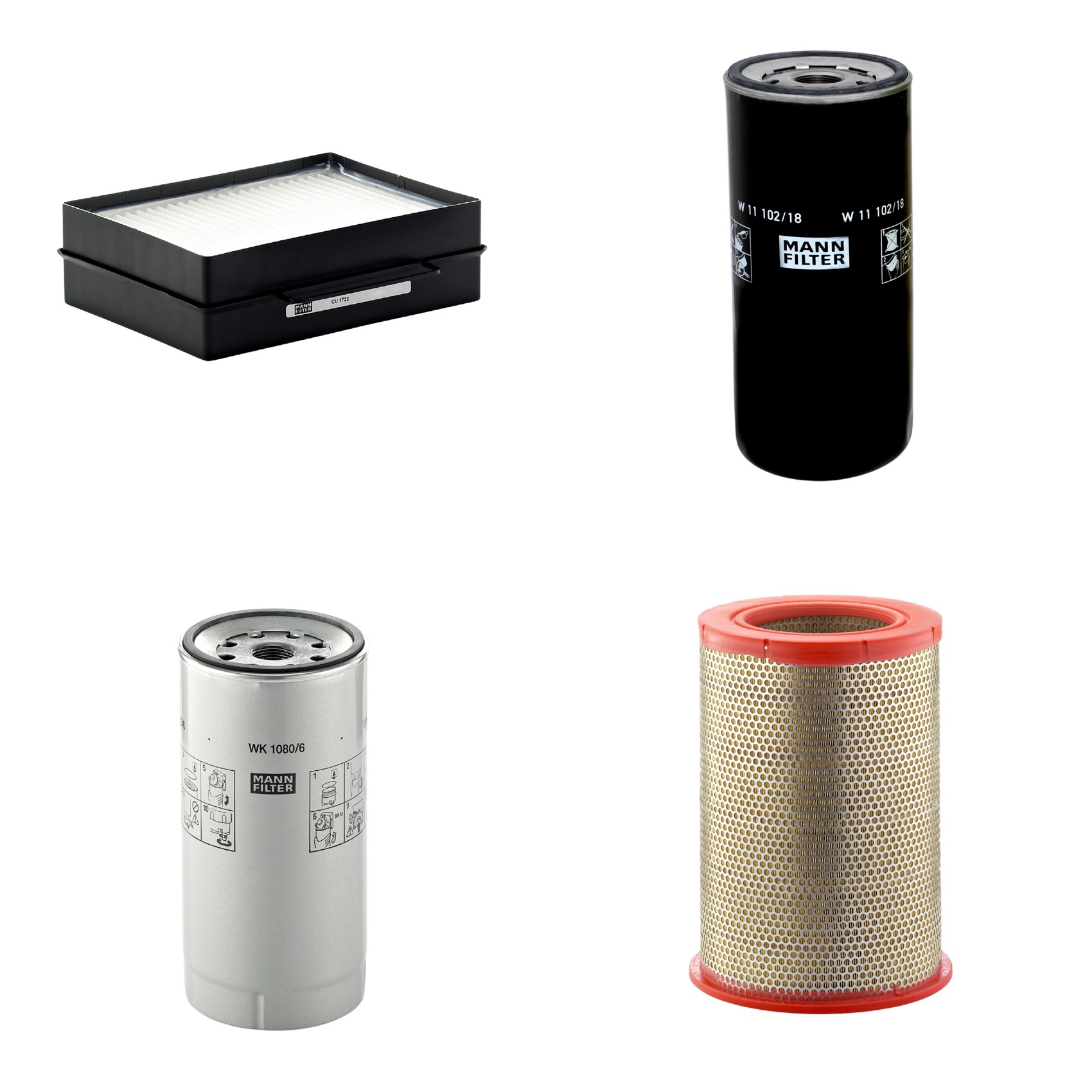 Kit Filtros de Ar Combustível Cabine Ar Condicionado Óleo - Mann-Filter - C301359 - CU1722 - W11102/18 - WK1080/6X