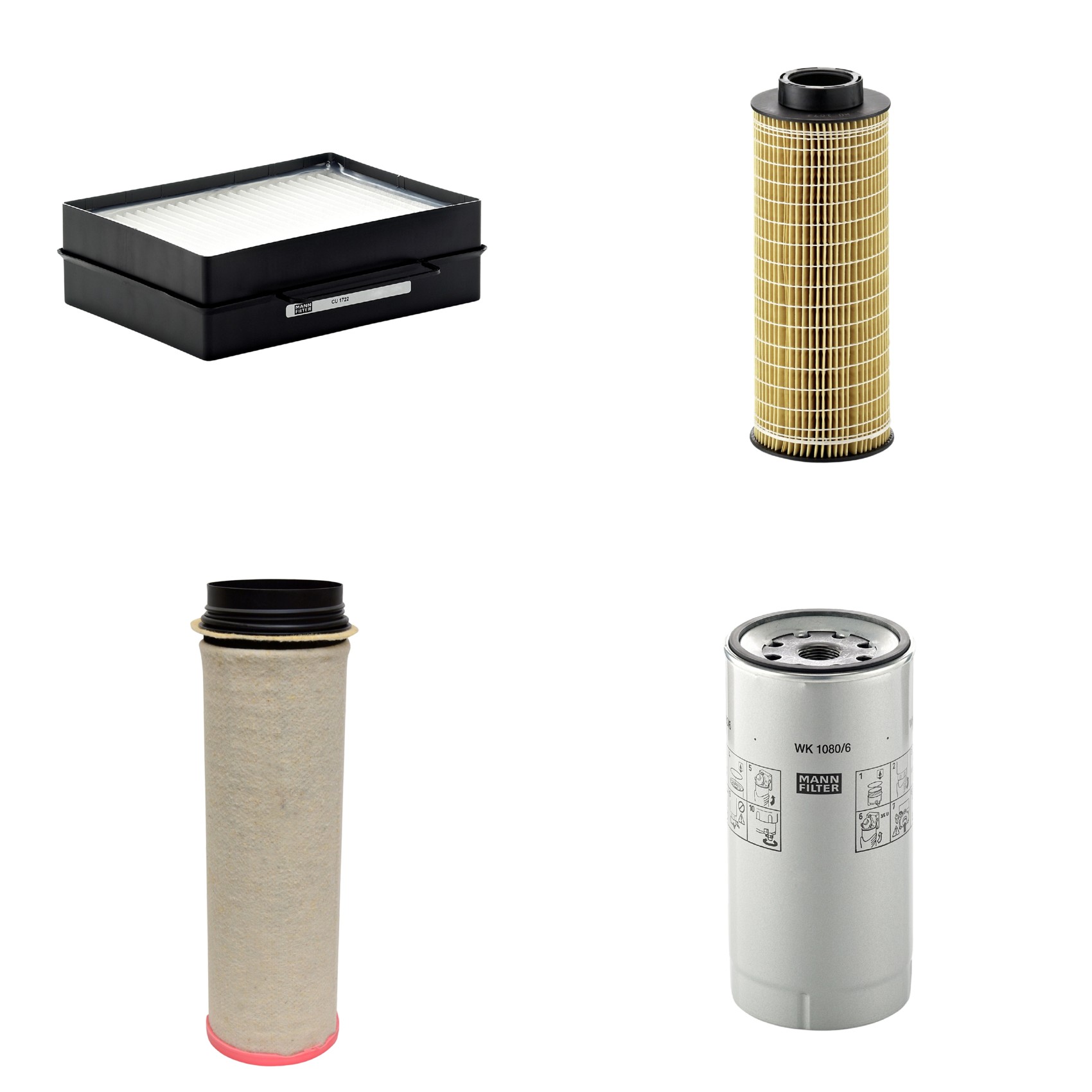 Kit Filtros de Ar Combustível Cabine Ar Condicionado Óleo - Mann-Filter - CF1651 - CU1722 - HU1072x - WK1080/6X