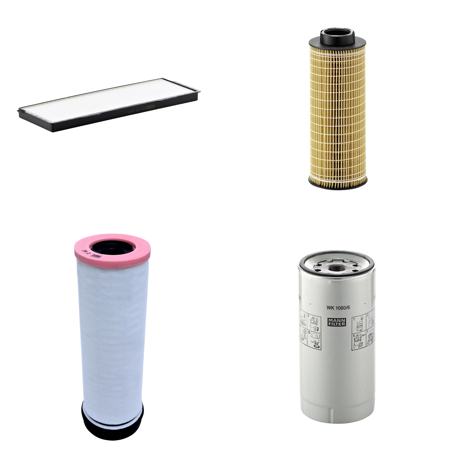 Kit Filtros de Ar Combustível Cabine Ar Condicionado Óleo - Mann-Filter - CF1652 - CU37001 - HU1072x - WK1080/6X
